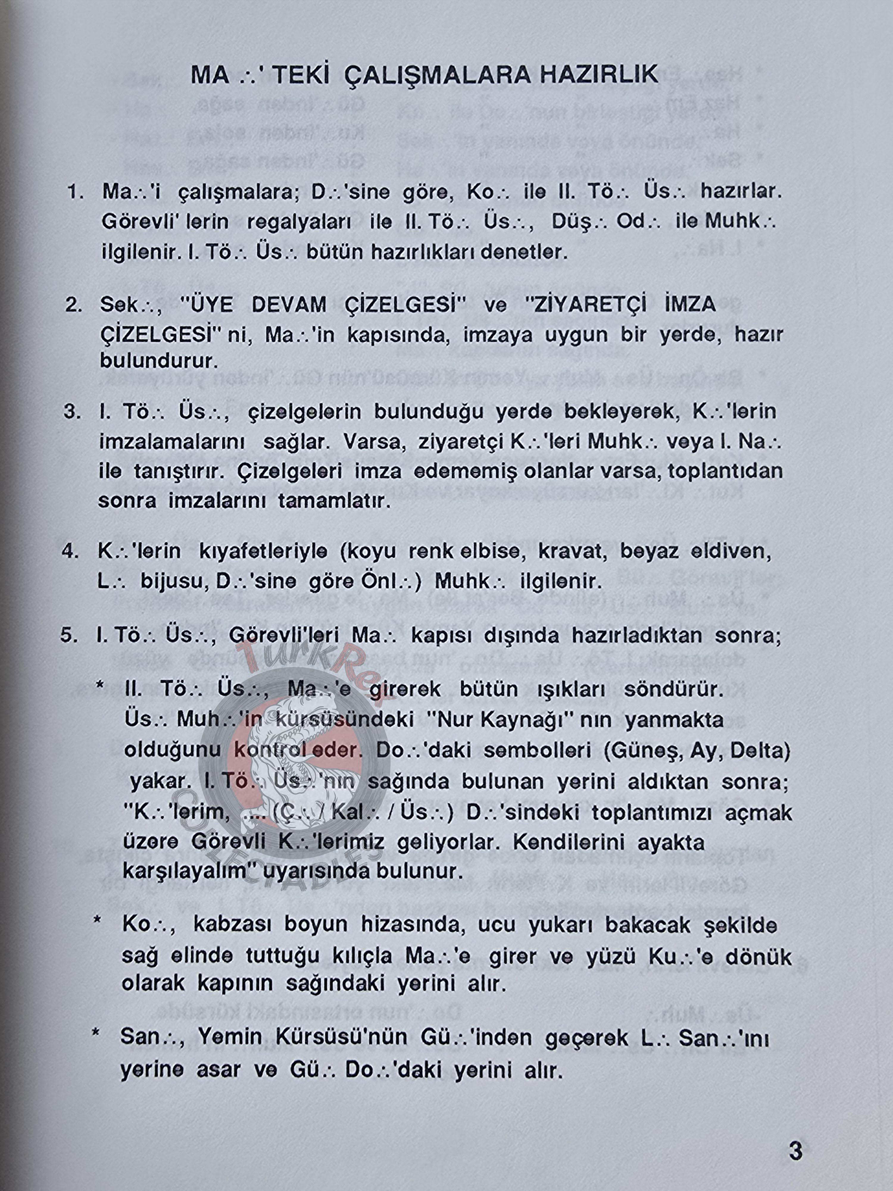 Turkish Freemasonry 1st Degree Ritual Apprentice 1992 Booklet Masonic Masons of Turkey Error