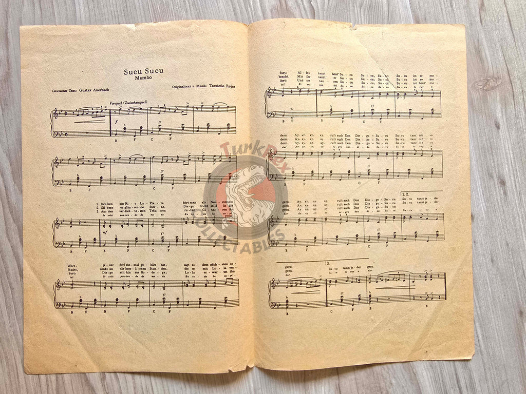 Caterina Valente – Sucu Sucu Turkish Vintage Musical Notes Sheet Turkey
