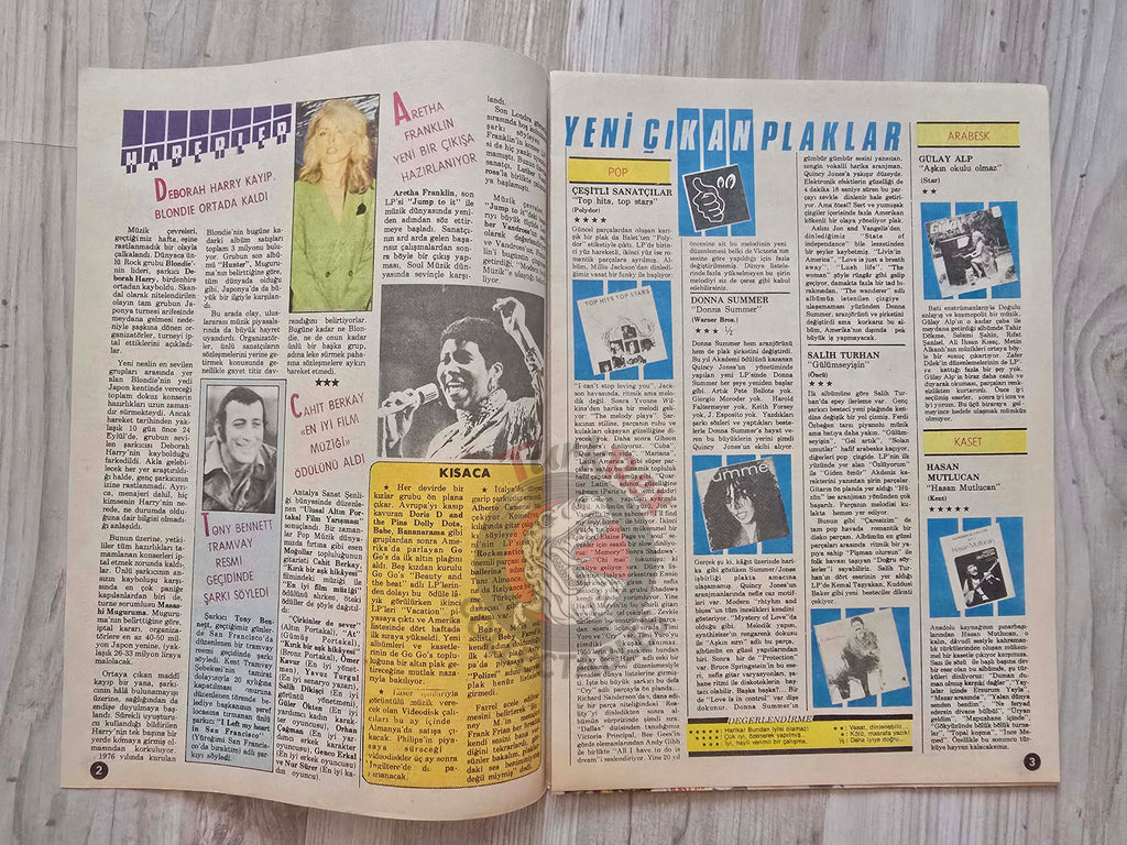 Hey Music World 1982 Deborah Harry Turkish Mag Turkey Blondie Trio Kim Wilde Aretha Frankin