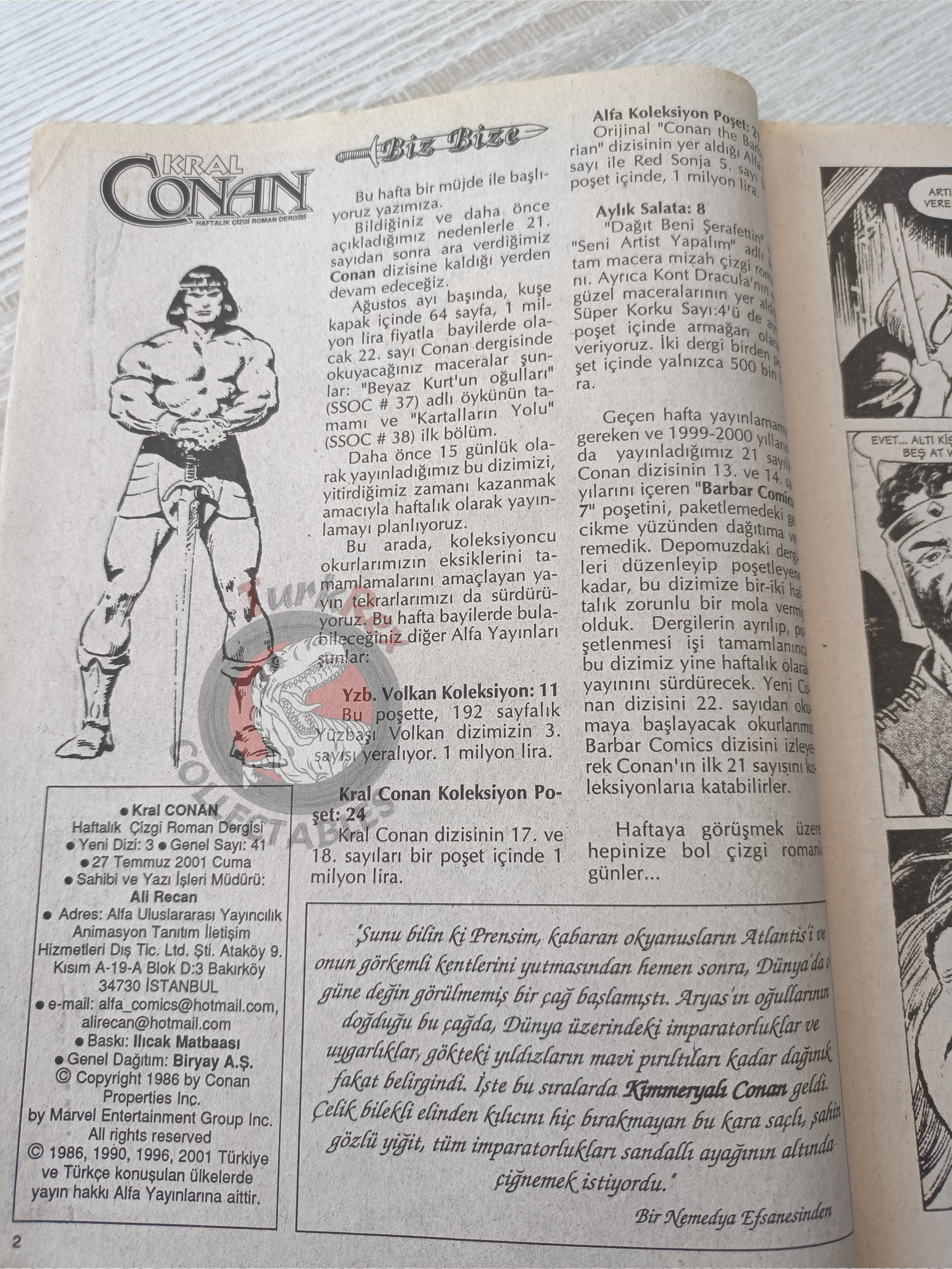 Conan The King #3 2001 Turkish Comic Turkey #34 #35