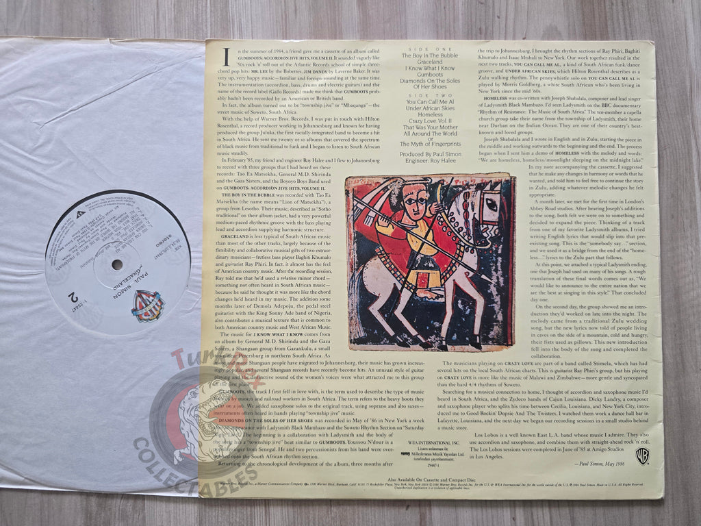 Paul Simon – Graceland Turkish Pressing Vinyl Turkey Edition