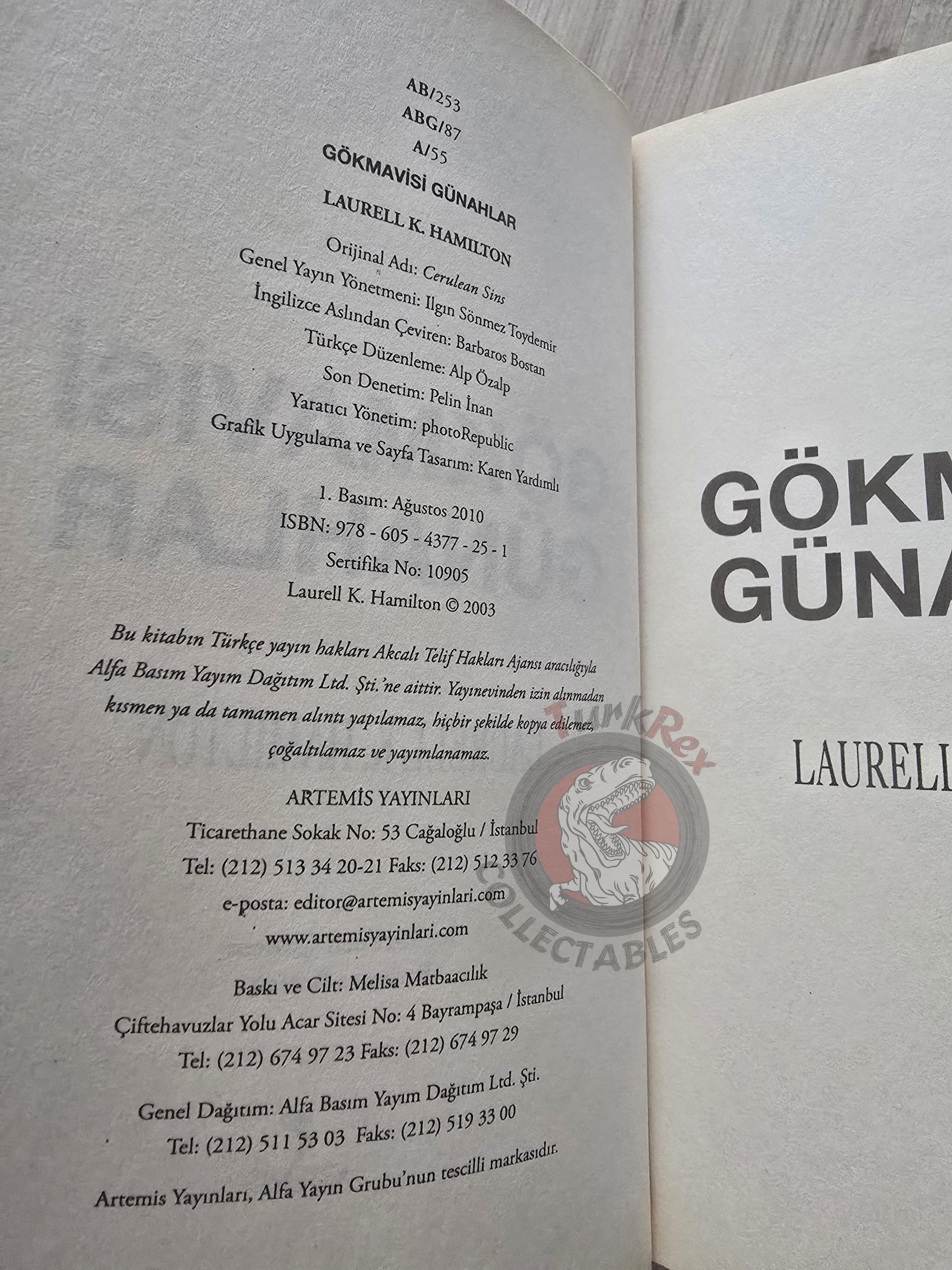 Laurell K. Hamilton – Cerulean Sins 2010 1st Turkish Book Turkey Anita Blake: Vampire Hunter