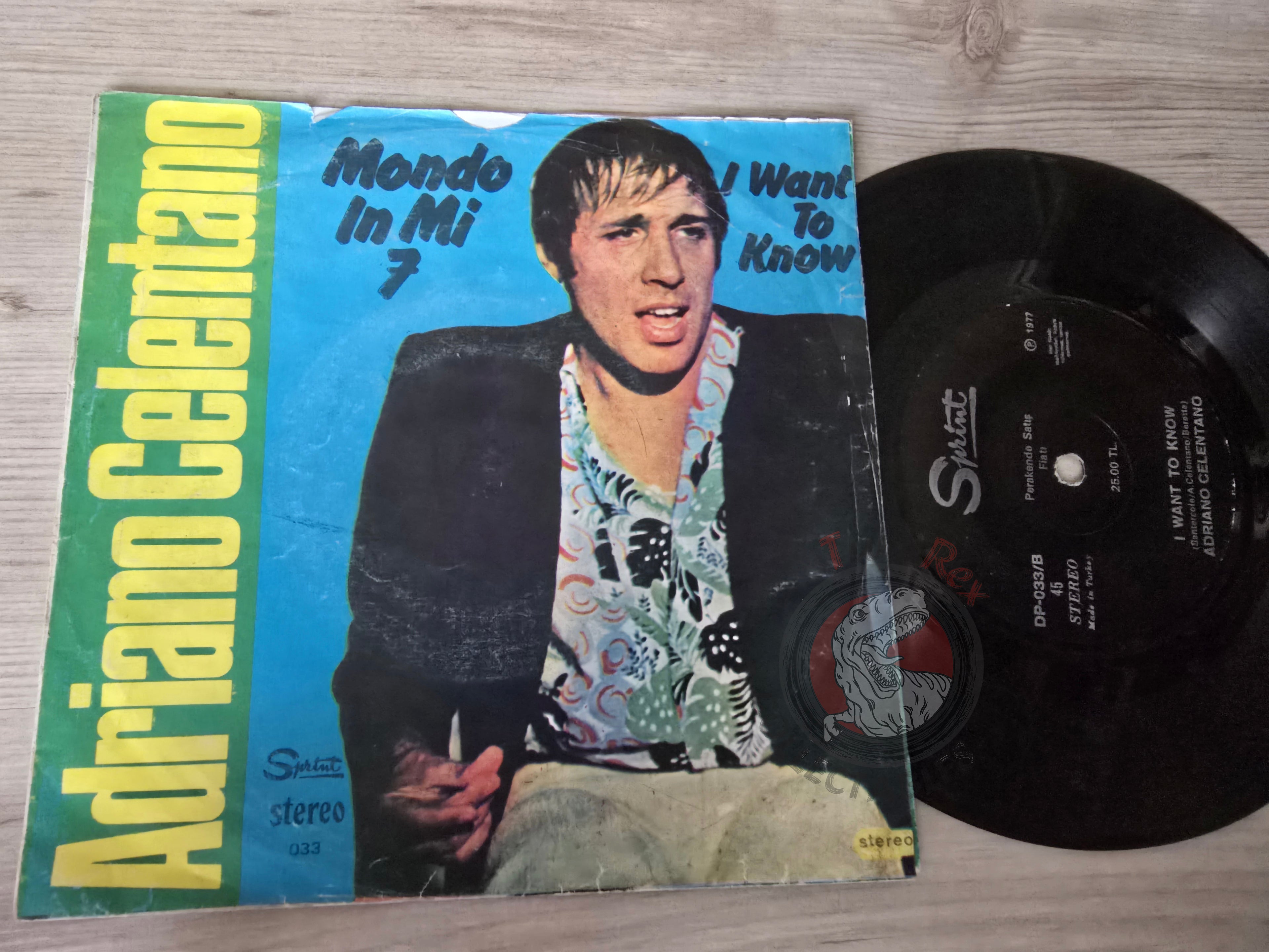 Adriano Celentano –  Mondo In Mi 7 7" Turkish Pressing Vinyl Turkey Edition