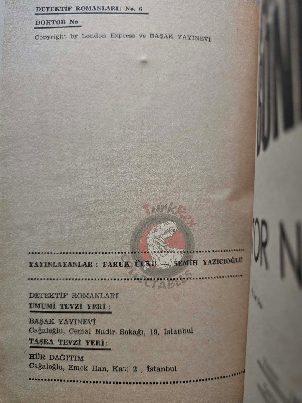James Bond - Doctor No 1965 1st Turkish Book Turkey Ian Fleming