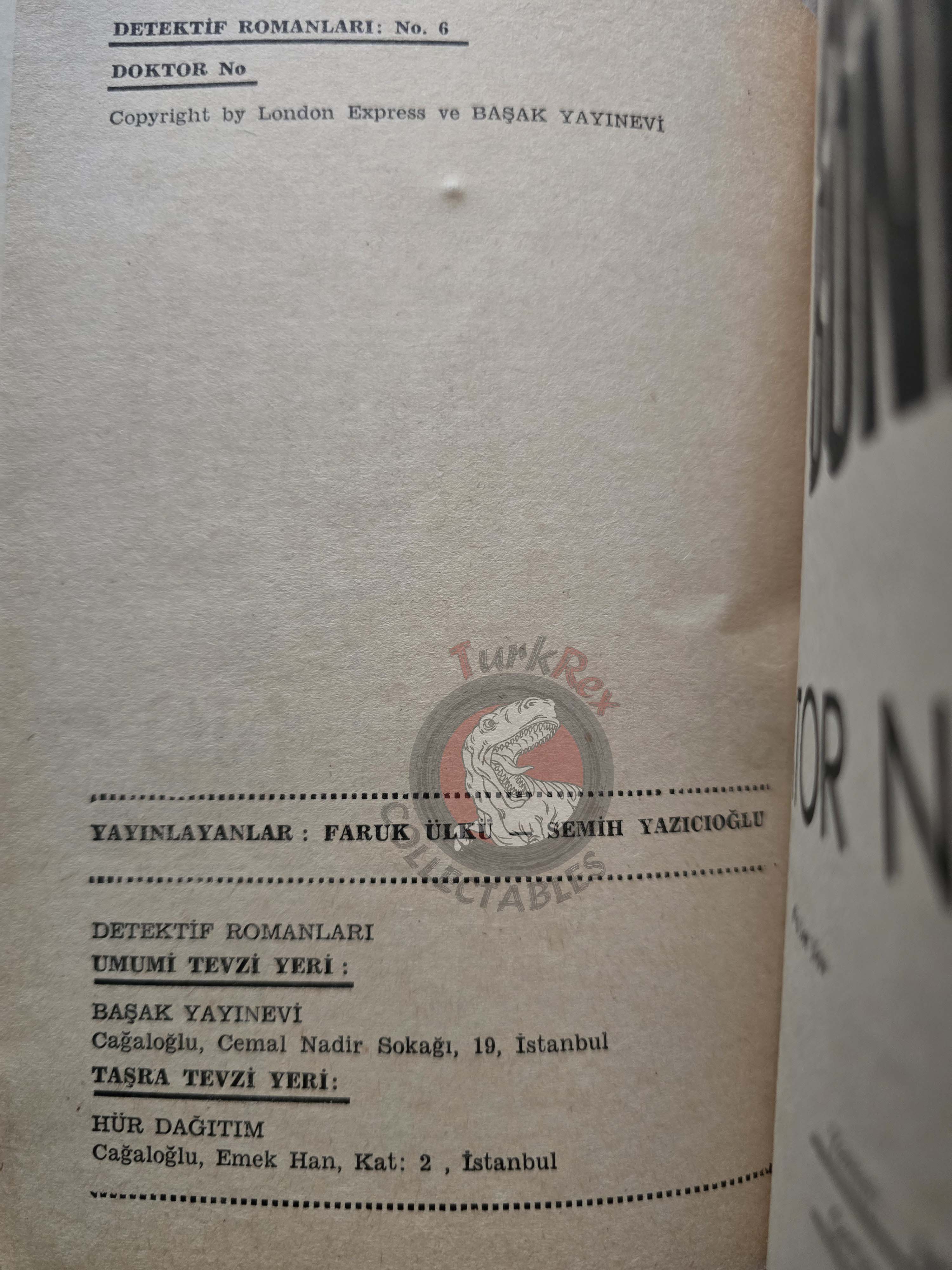 James Bond - Doctor No 1965 1st Turkish Book Turkey Ian Fleming