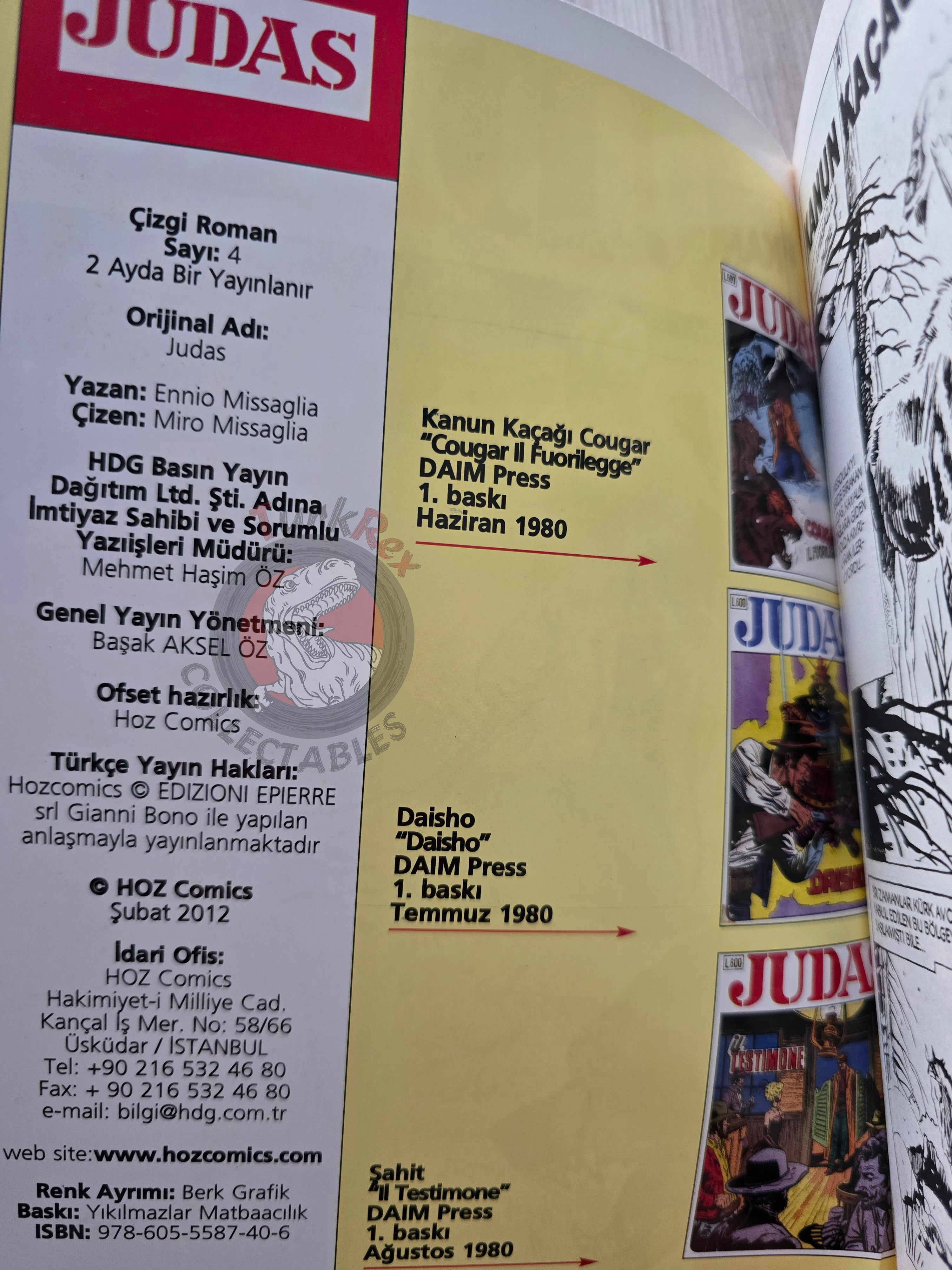 Judas Volume #4 Turkish Edition Comic Turkey #10 #11 #12