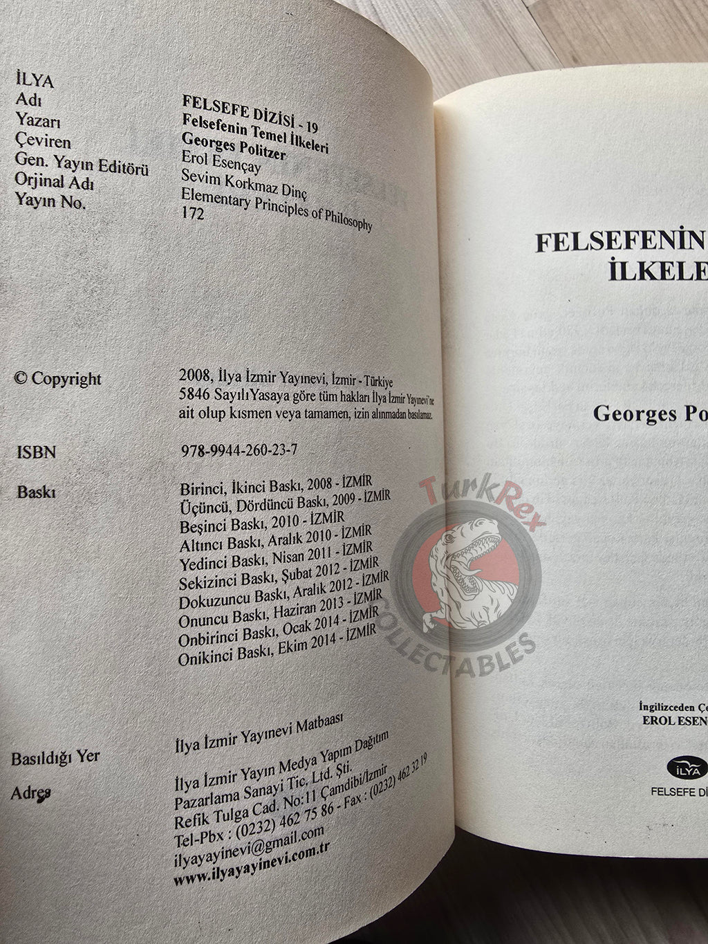 Georges Politzer – Elementary Principles of Philosophy 2014 Turkish Book Turkey