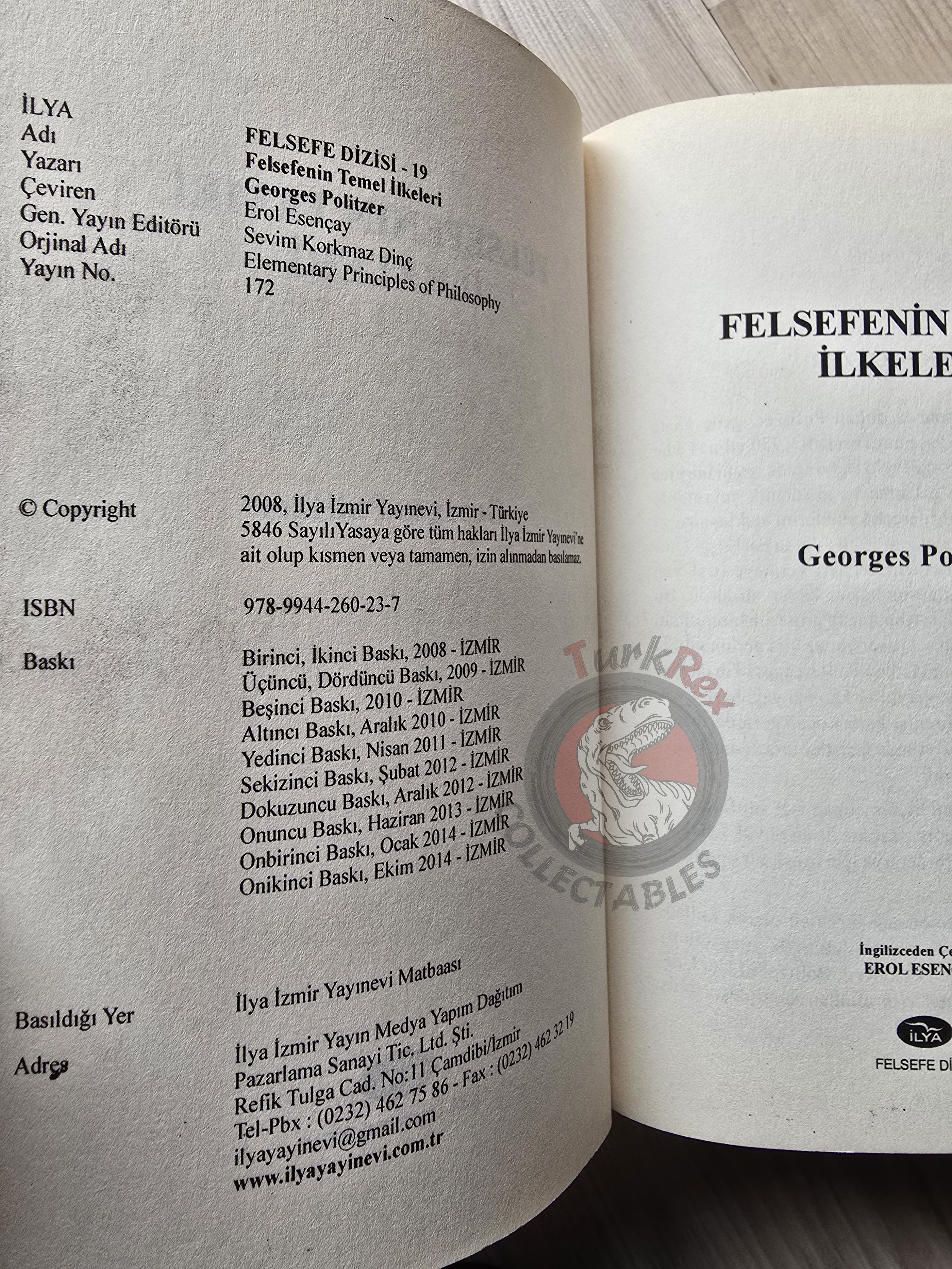 Georges Politzer – Elementary Principles of Philosophy 2014 Turkish Book Turkey