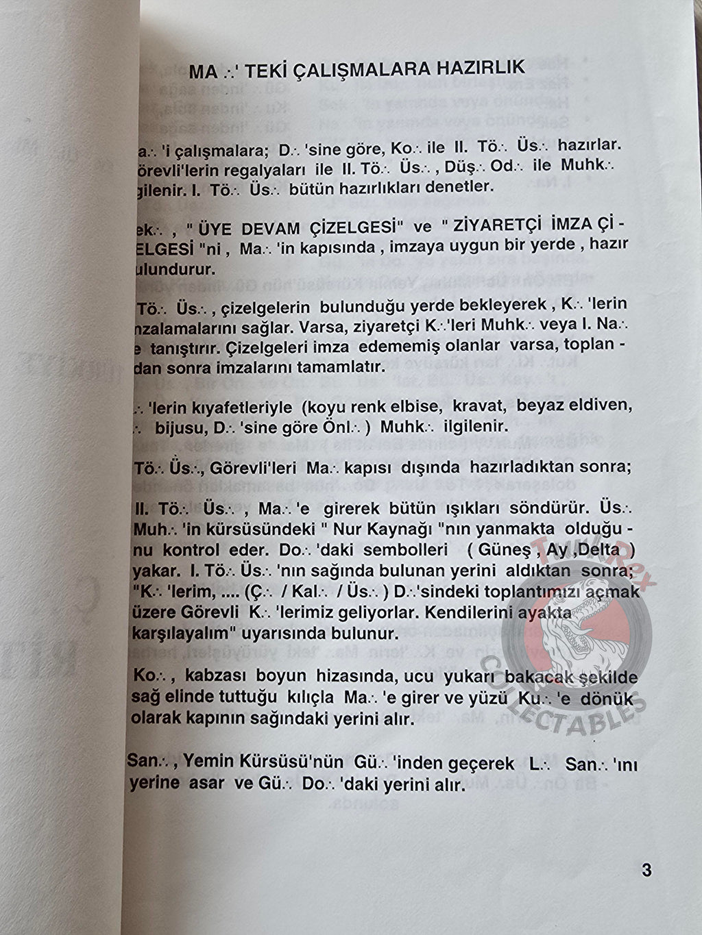 Turkish Freemasonry 1st Degree Ritual Apprentice 1995 Booklet Masonic Masons of Turkey