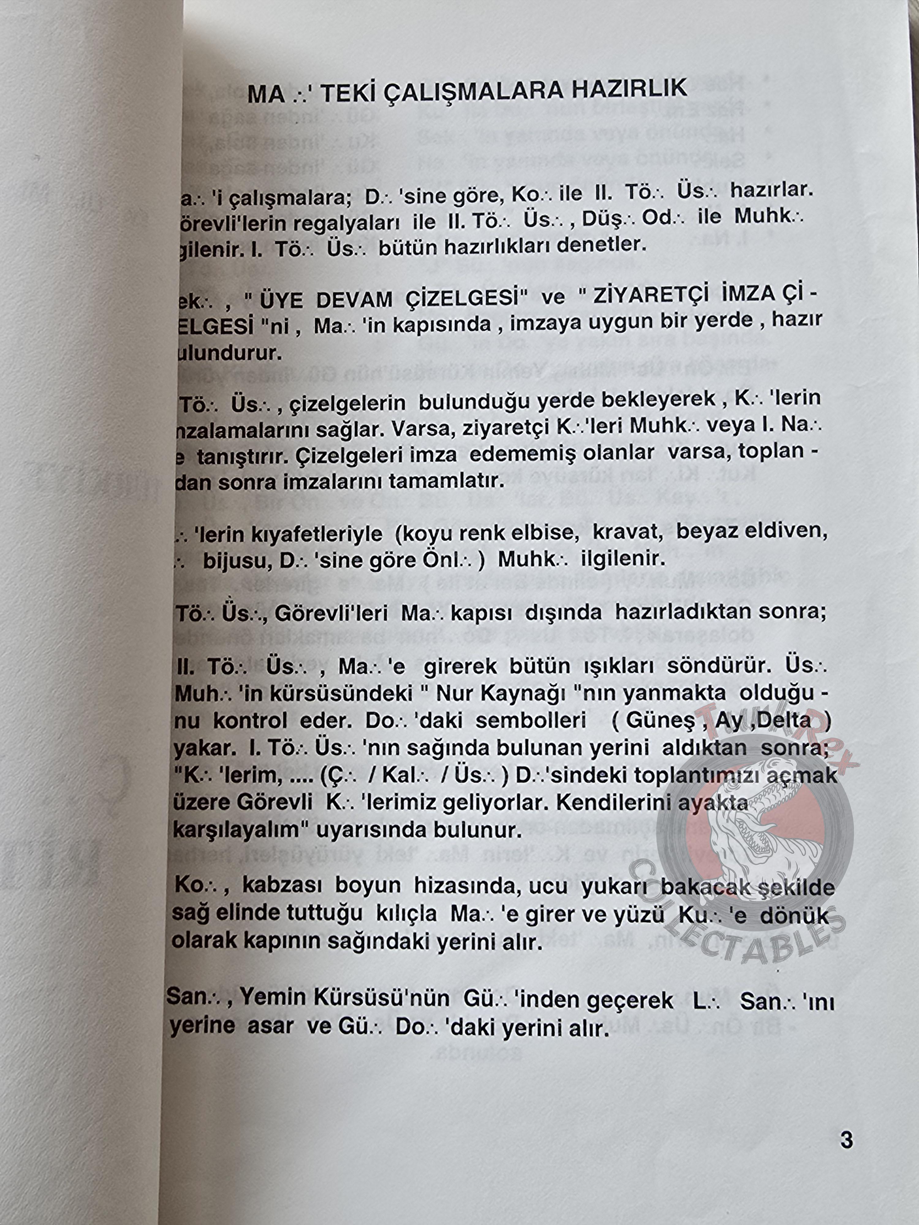 Turkish Freemasonry 1st Degree Ritual Apprentice 1995 Booklet Masonic Masons of Turkey