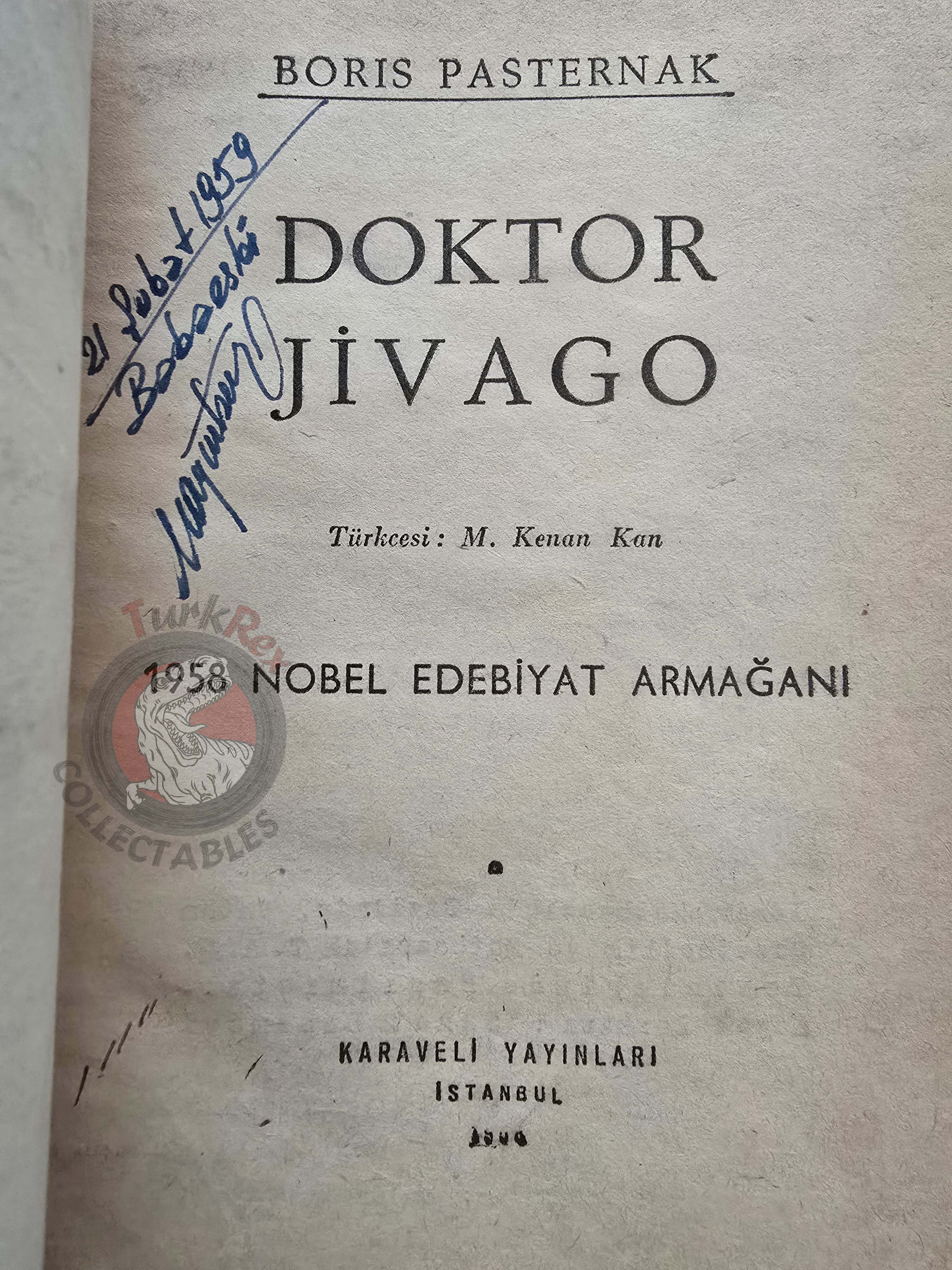 Boris Pasternak – Doctor Zhivago 1959 1st Turkish Book Turkey