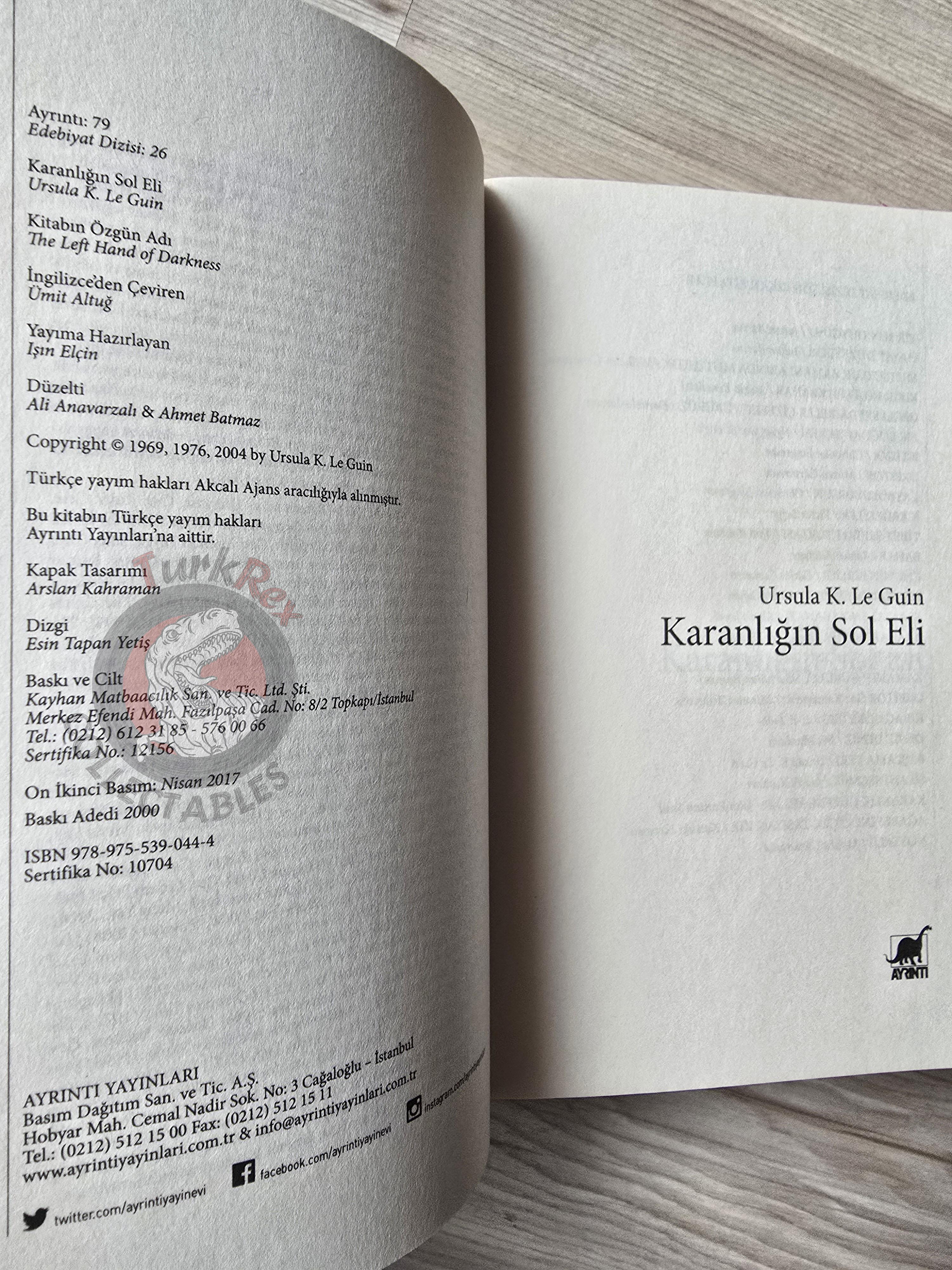 Ursula K. Le Guin – The Left Hand of Darkness 2017 Turkish Book Turkey