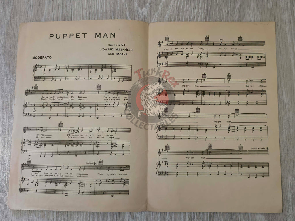 Tom Jones – Puppet Man Turkish Vintage Musical Notes Sheet Turkey