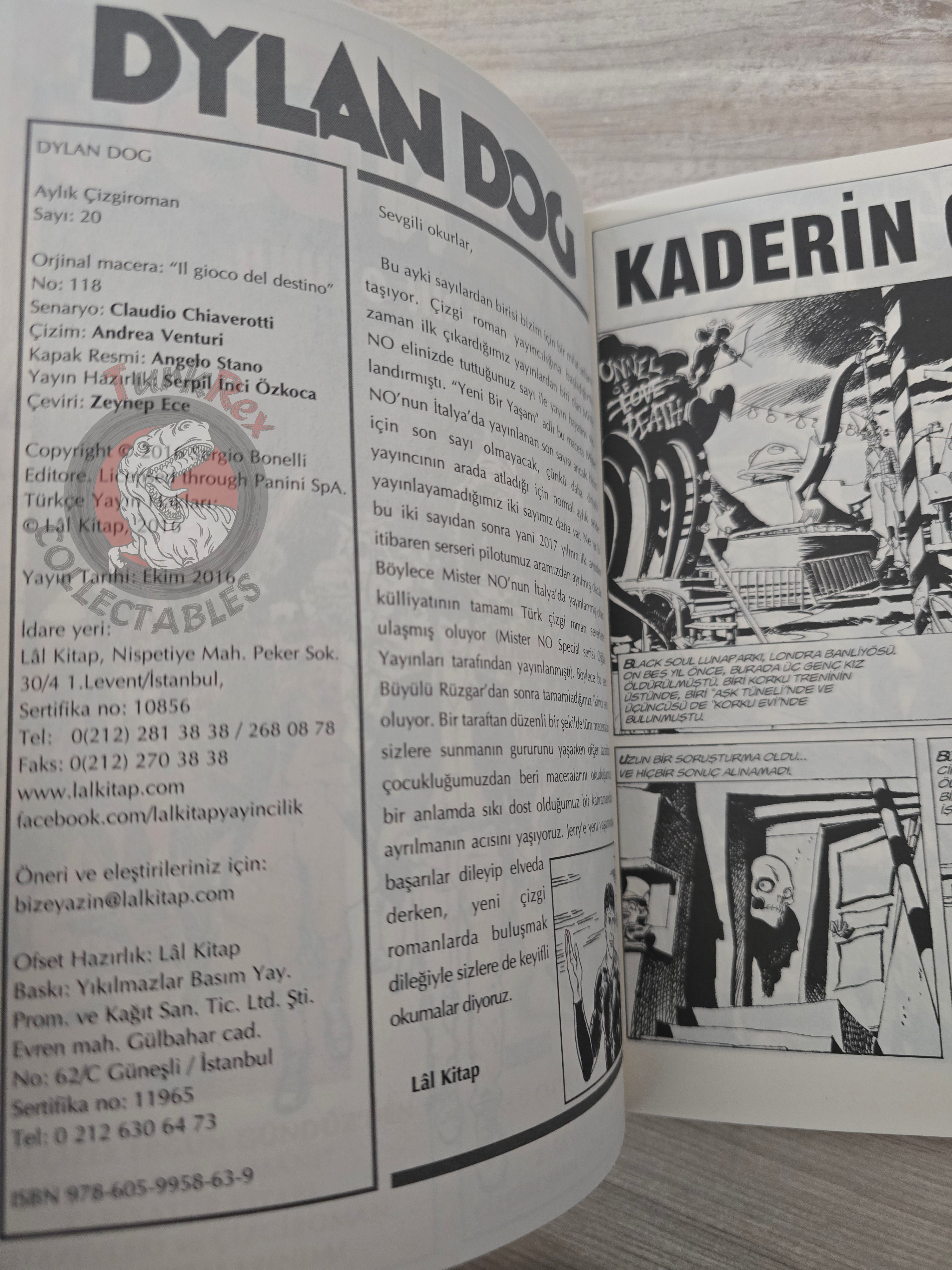 Dylan Dog #20 2016 Turkish Comic Turkey #118 Il gioco del destino
