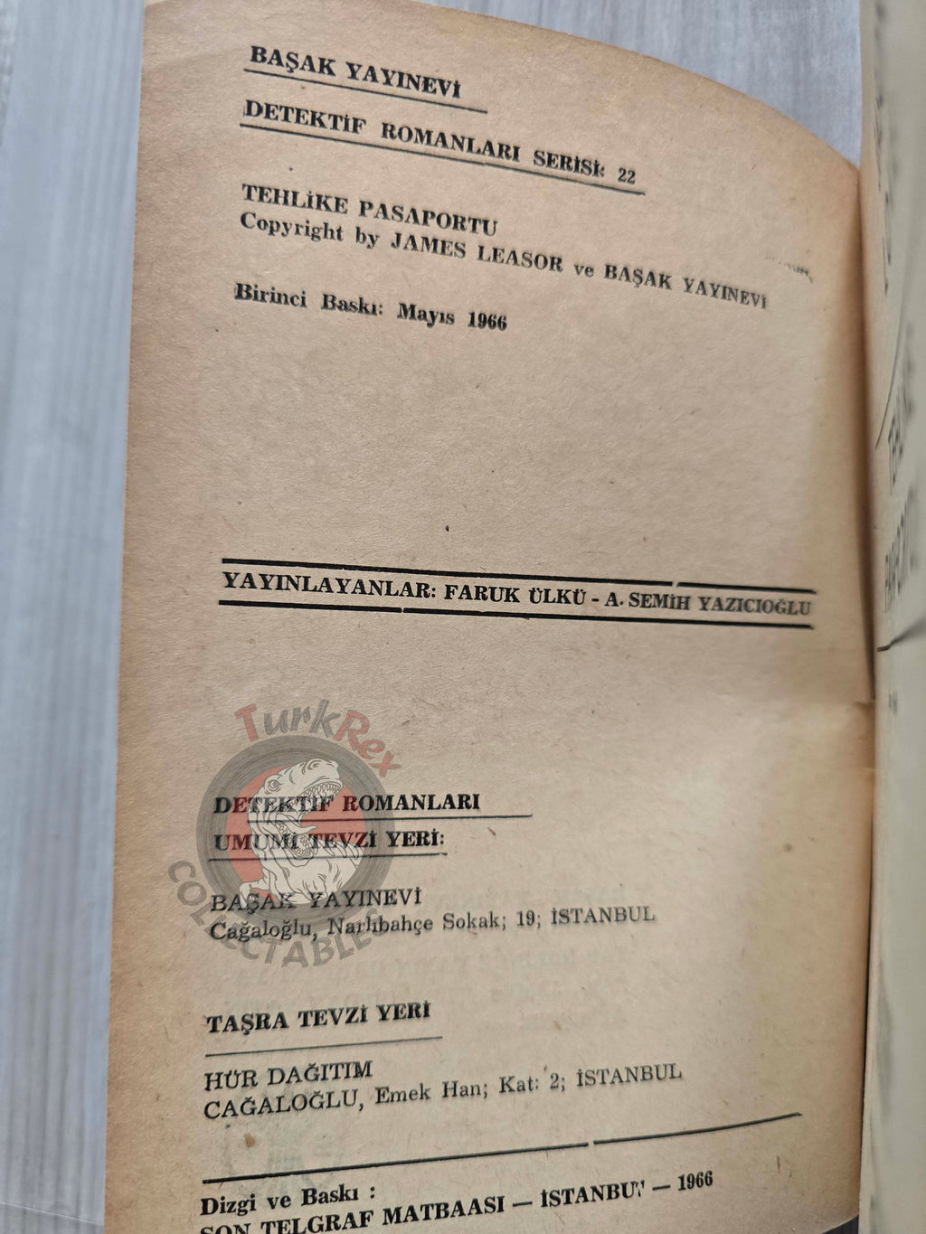James Leasor – Passport to Peril 1966 1st Turkish Book Turkey Jason Love
