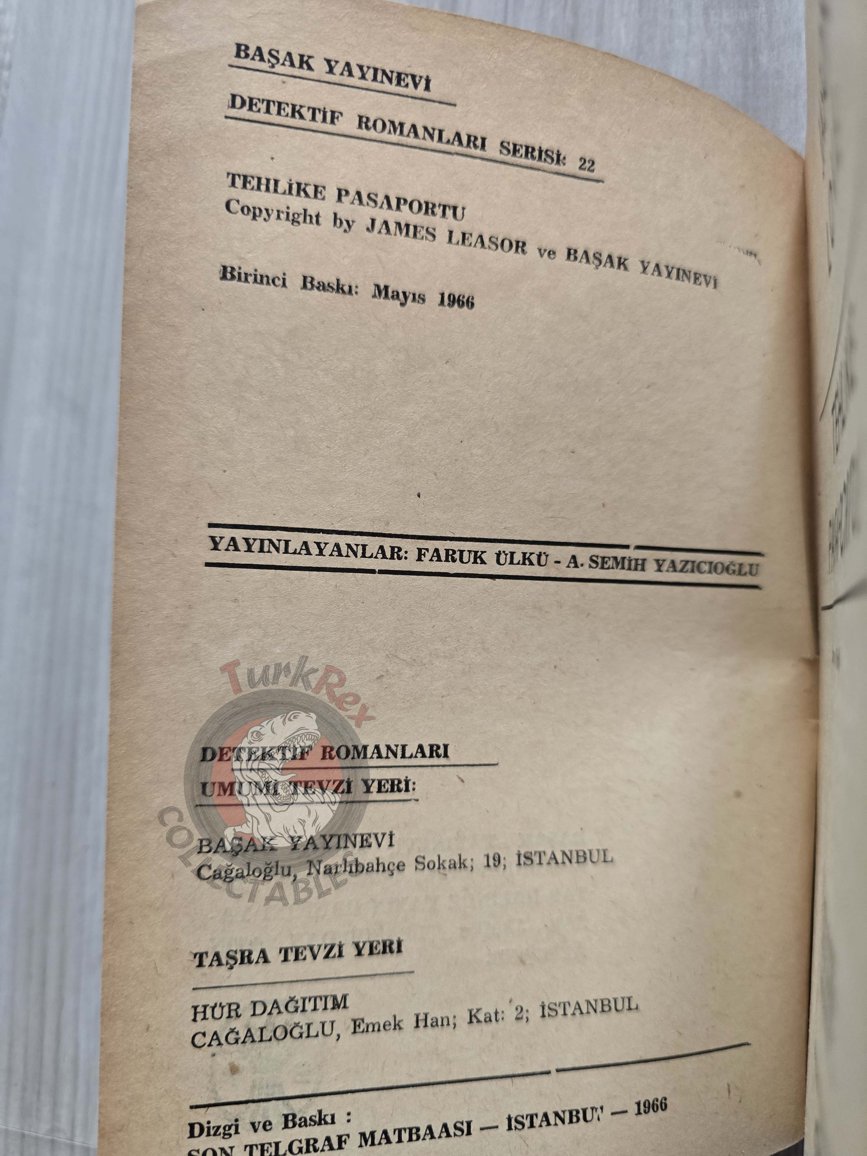 James Leasor – Passport to Peril 1966 1st Turkish Book Turkey Jason Love