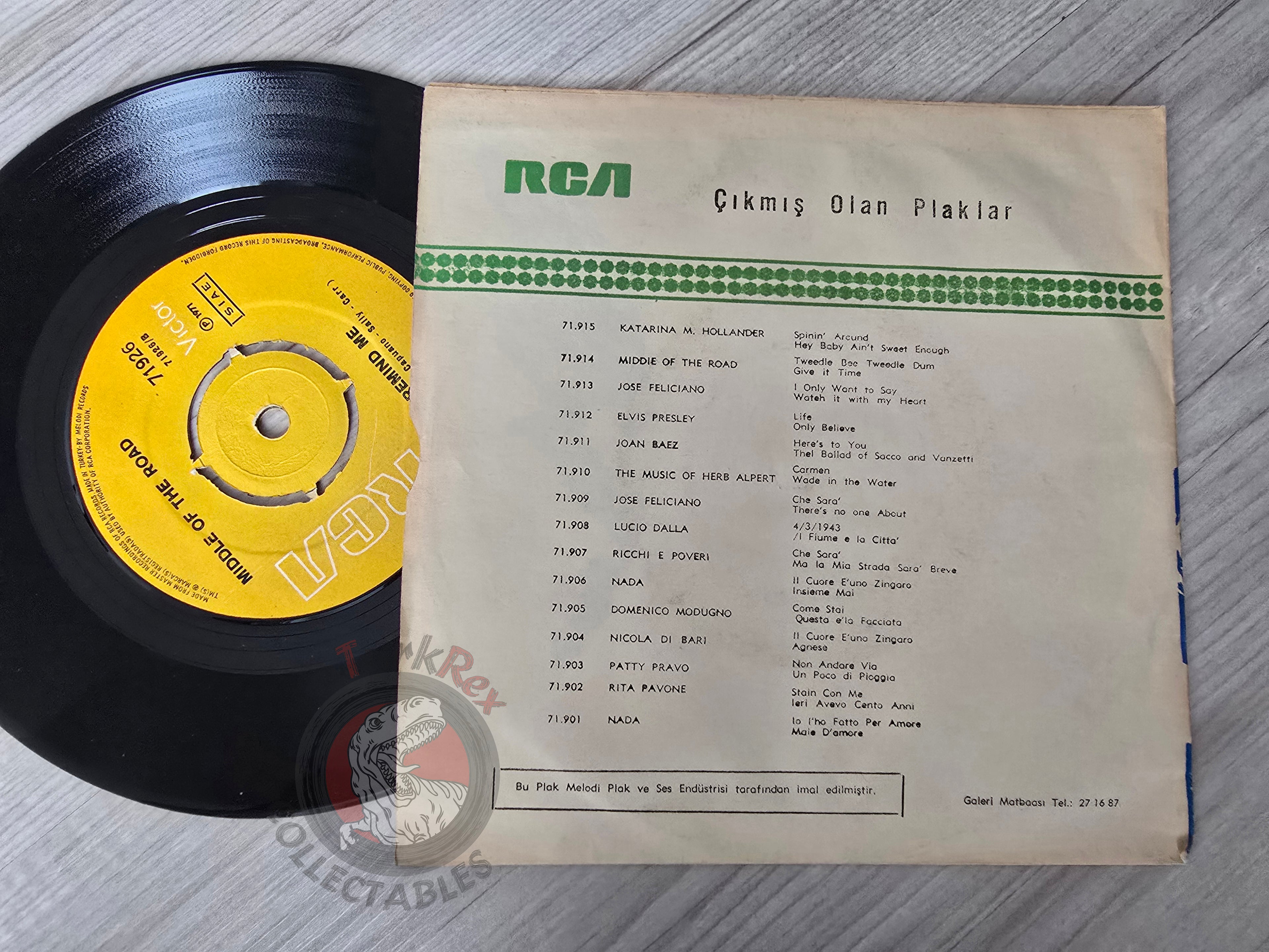 Middle Of The Road – Soley Soley 7" Turkish Pressing Vinyl Turkey Edition