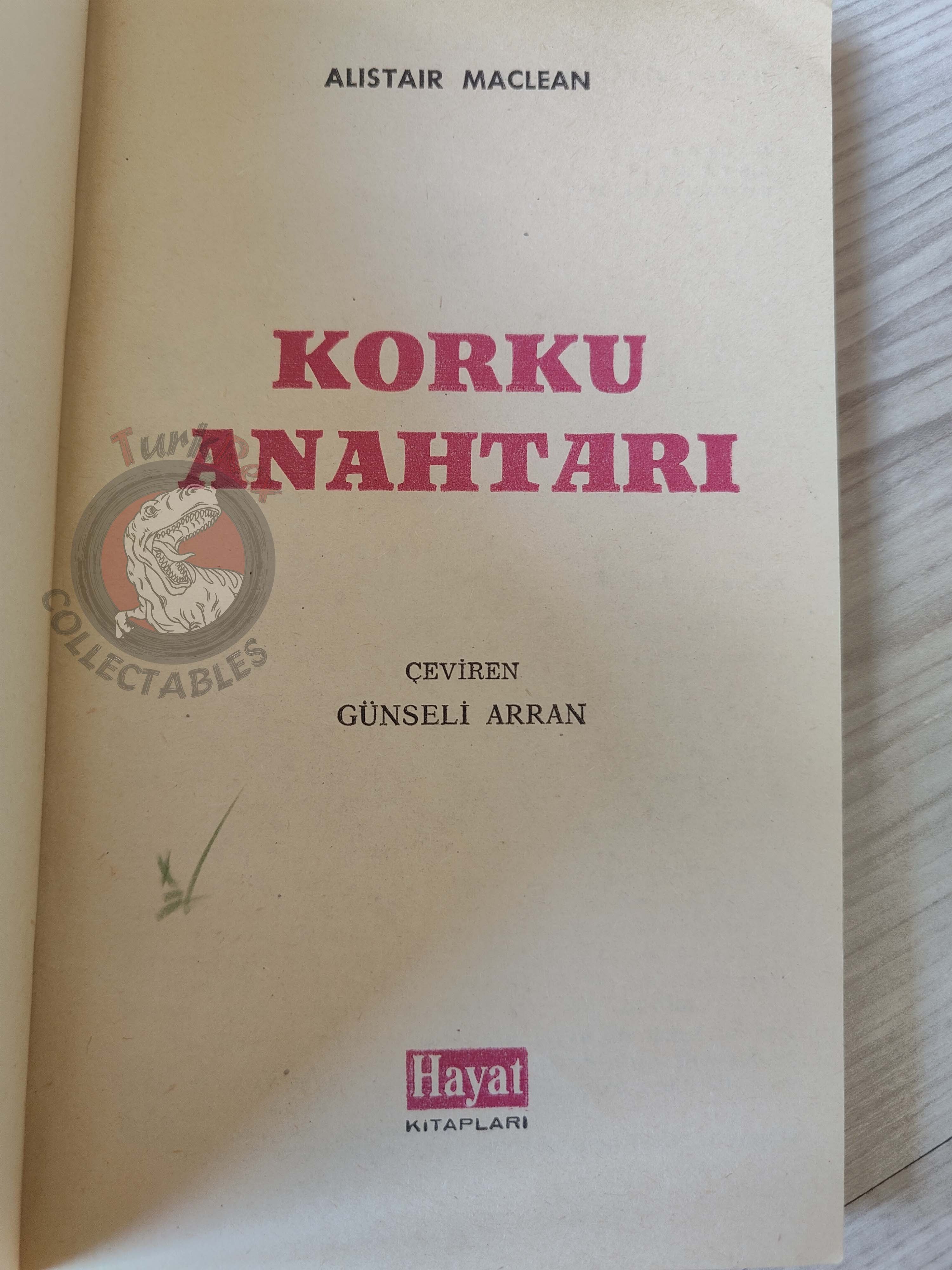 Alistair MacLean – Fear Is the Key 1964 1st Turkish Book Turkey