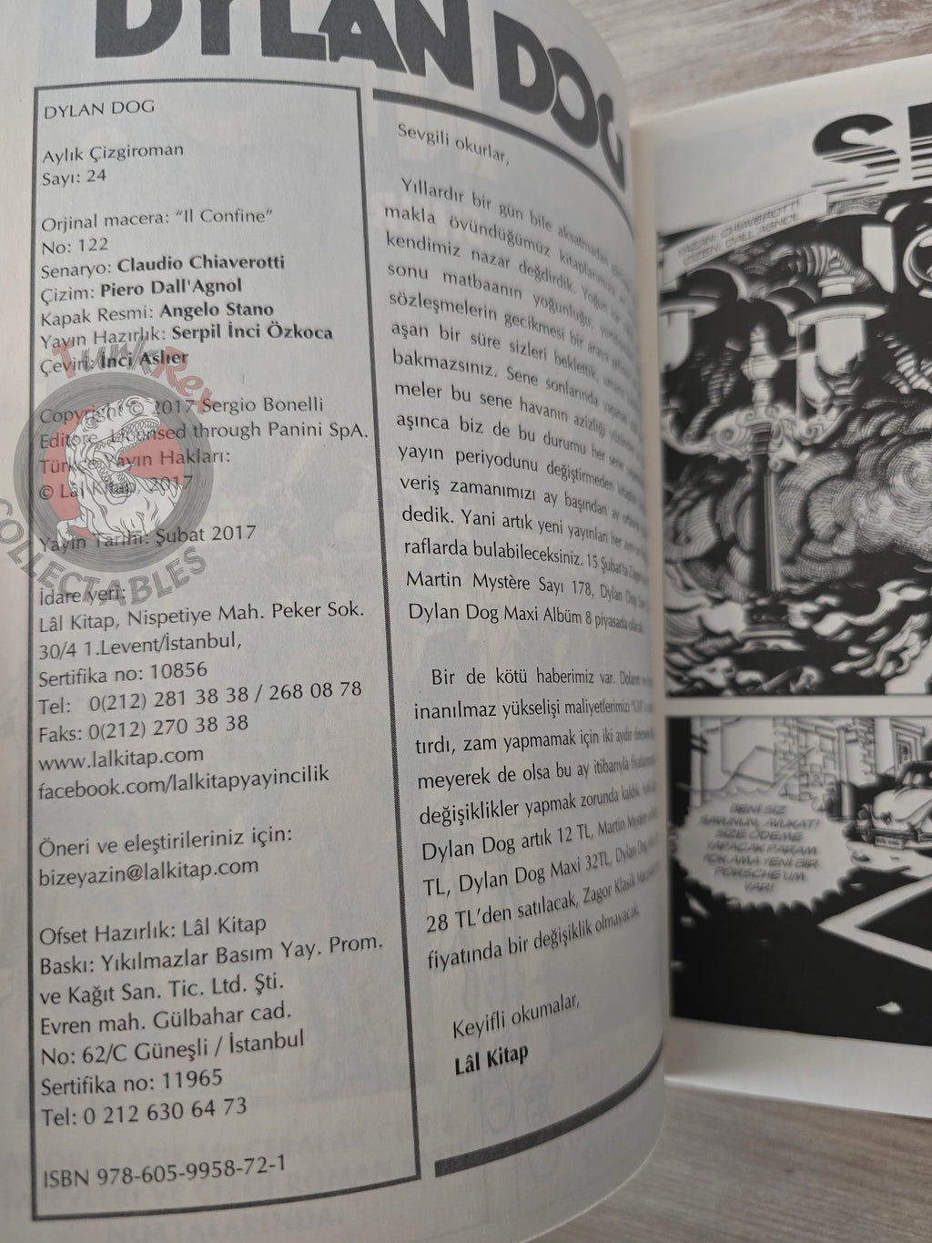 Dylan Dog #24 2017 Turkish Comic Turkey #122 Il confine