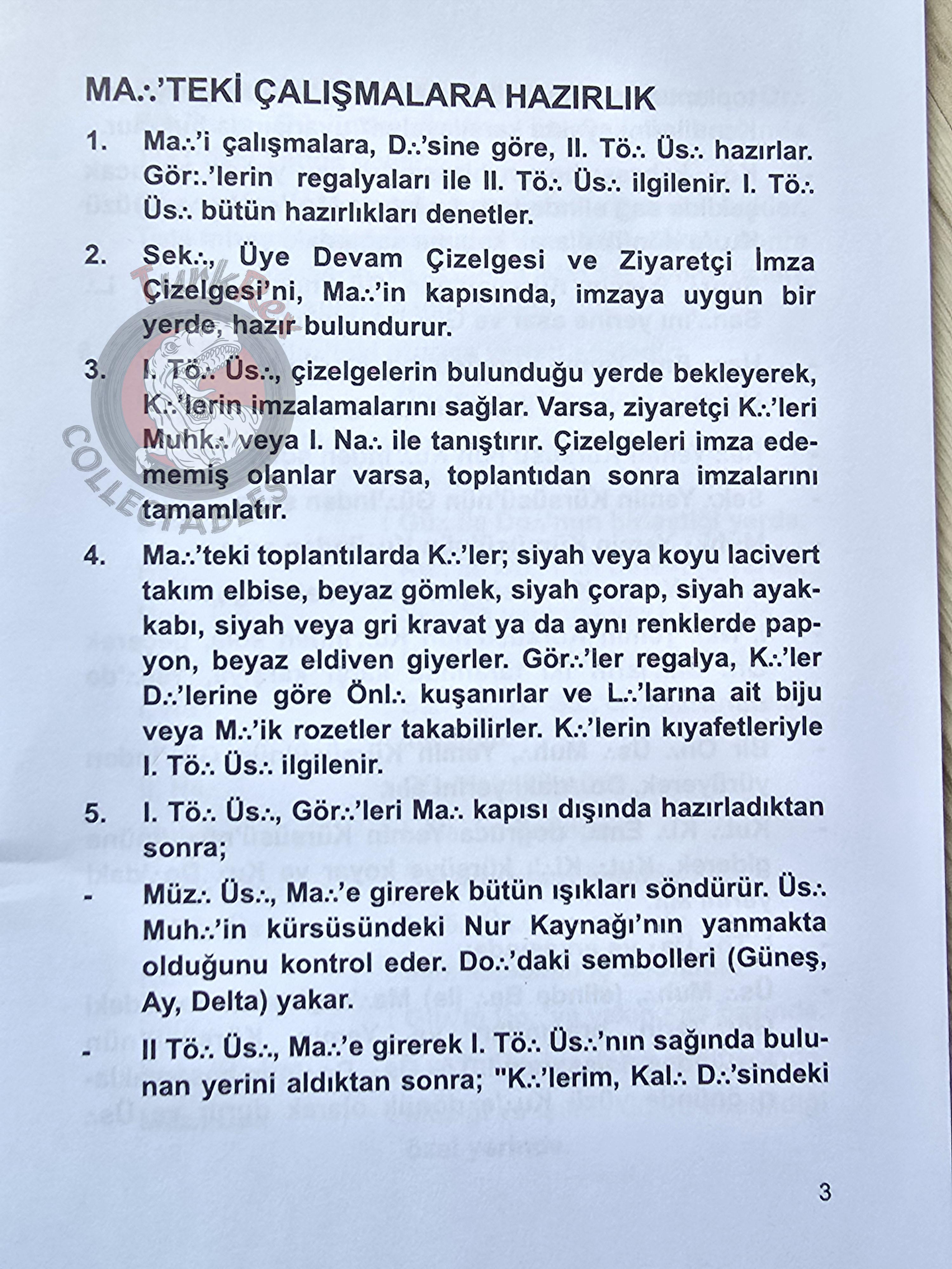 Turkish Freemasonry 2nd Degree Ritual Fellow Craft 2014 Booklet Masonic Masons of Turkey
