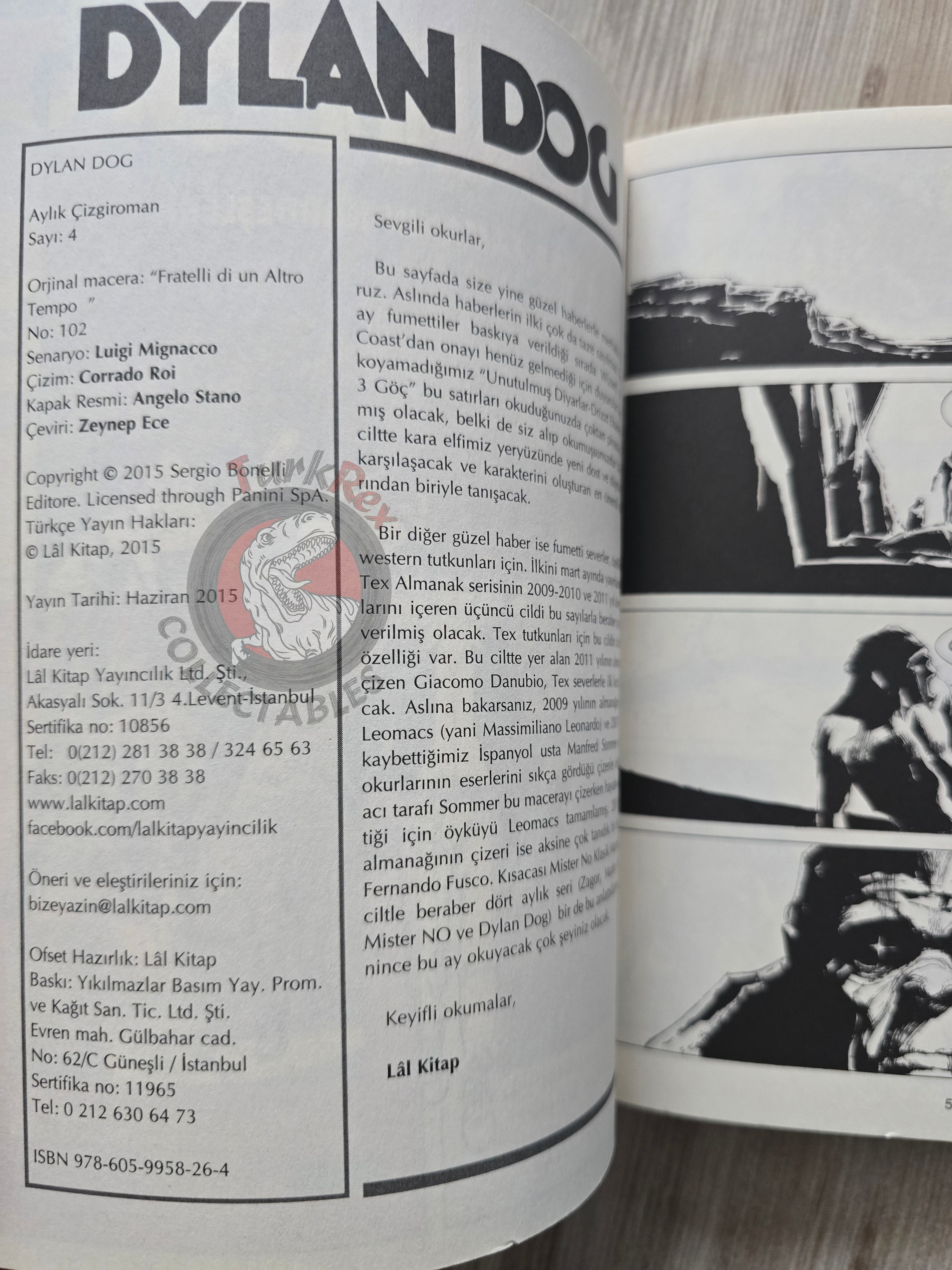 Dylan Dog #4 2015 Turkish Comic Turkey #102 Fratelli di un altro tempo
