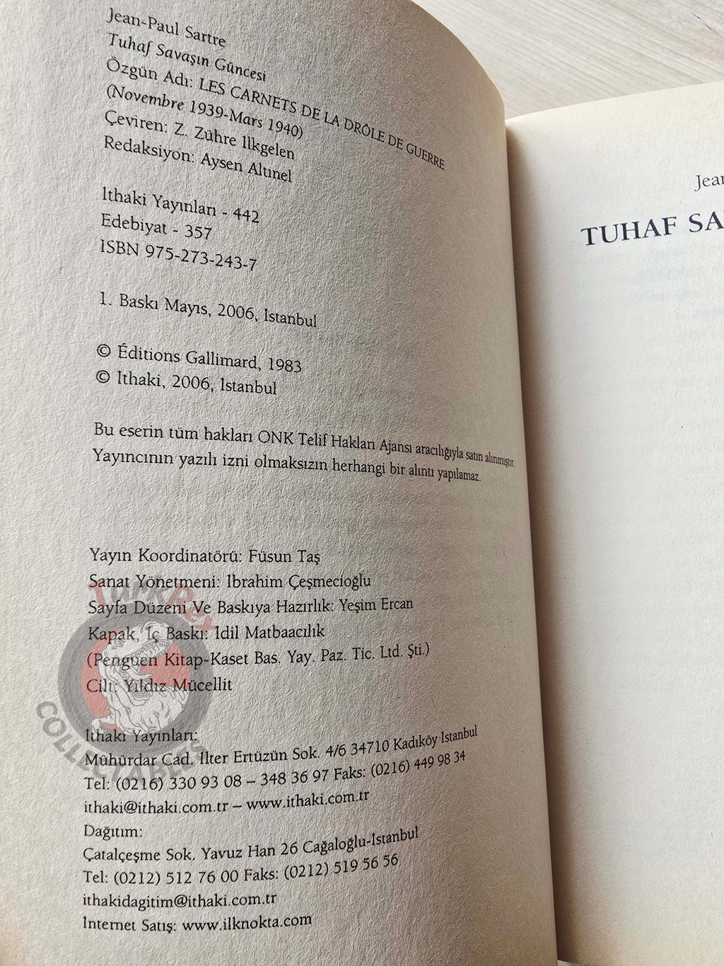 Jean-Paul Sartre – War Diaries 2006 Turkish Book Turkey