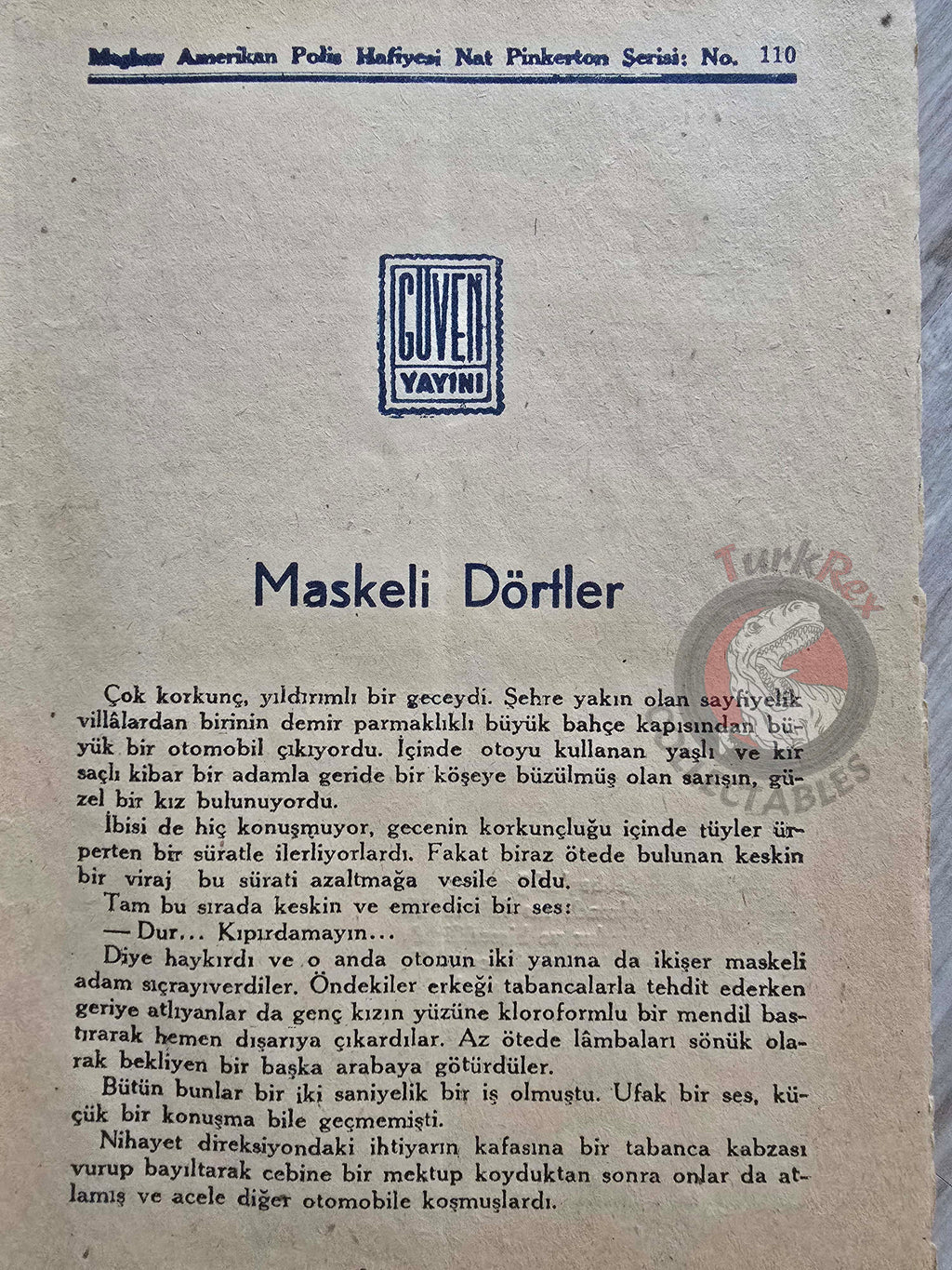 Nat Pinkerton 1945 Turkish Book Turkey Detective