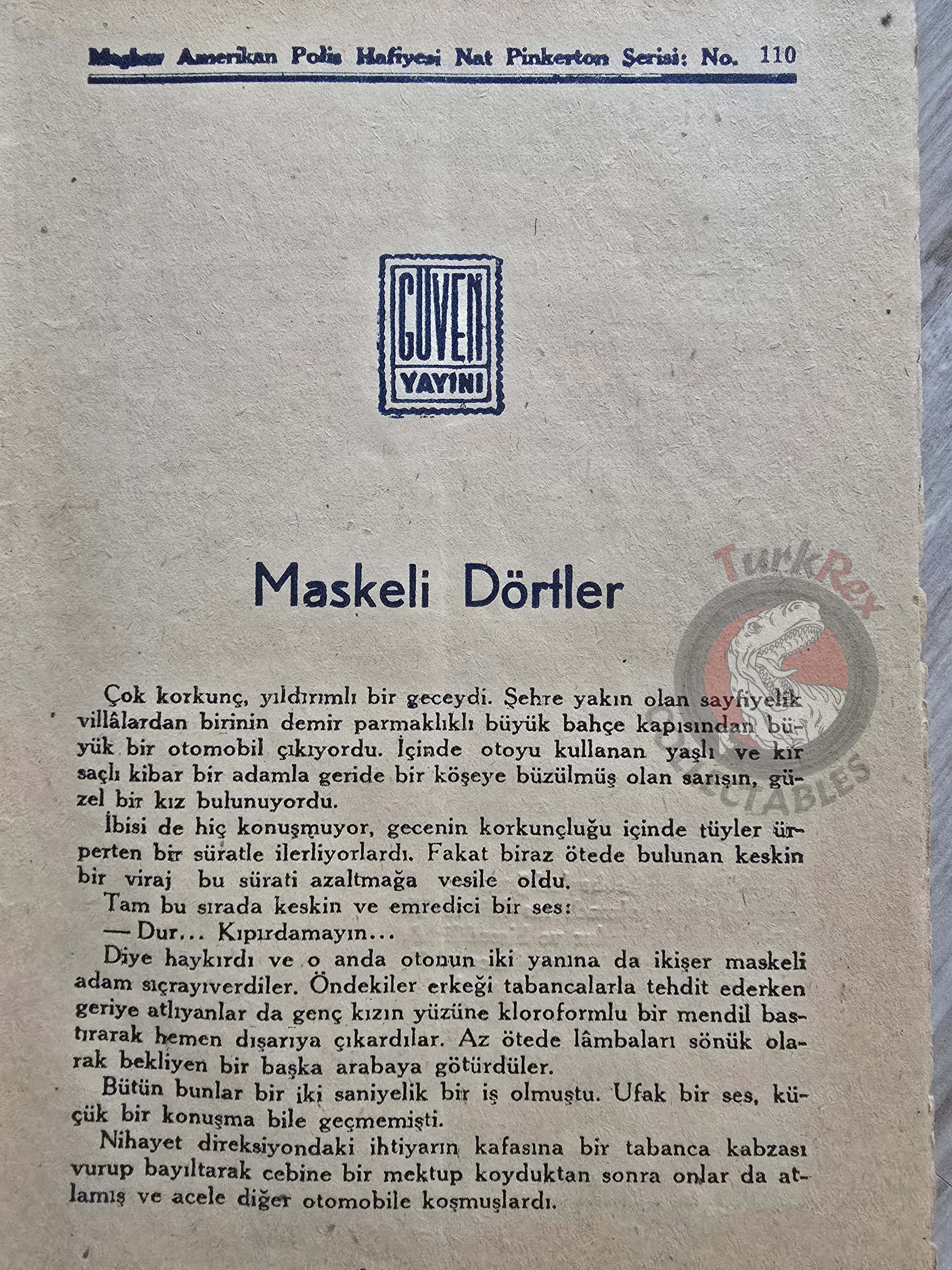 Nat Pinkerton 1945 Turkish Book Turkey Detective