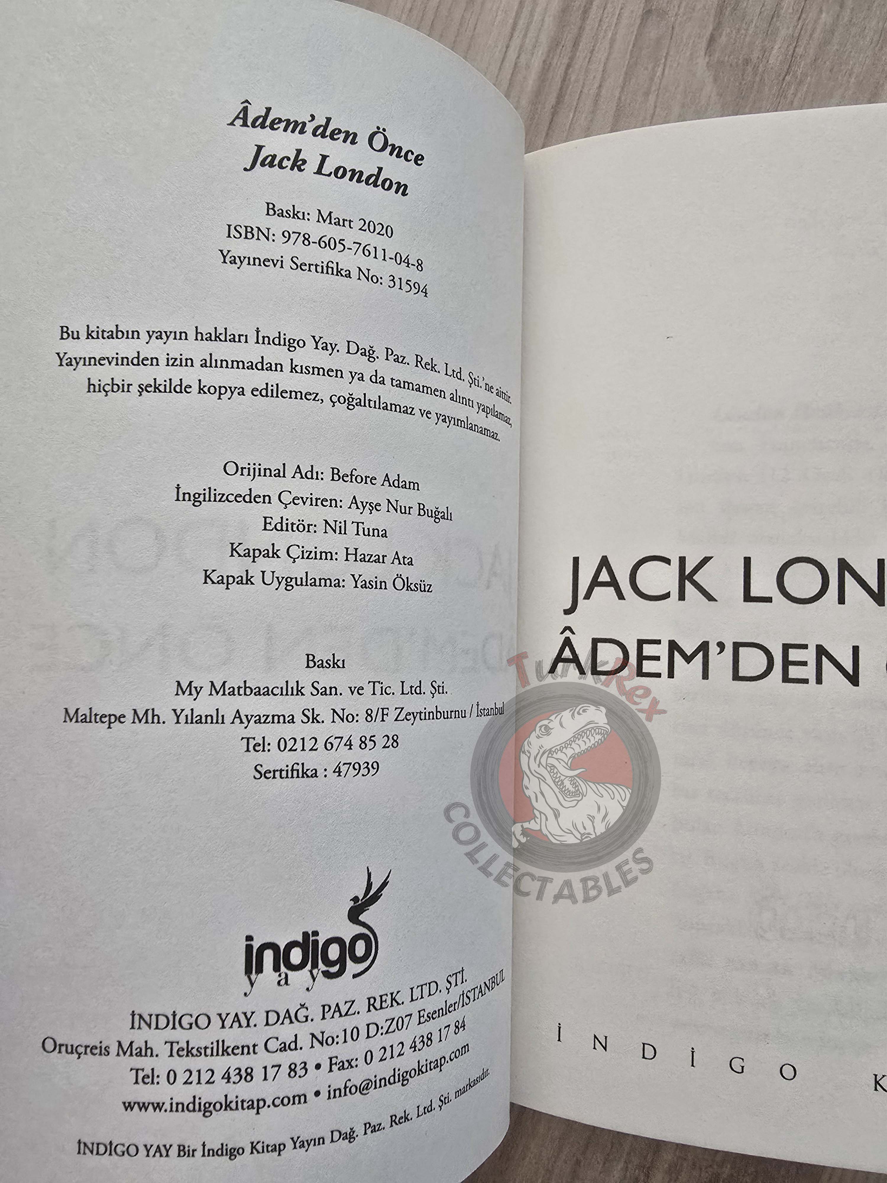 Jack London  – Before Adam Turkish Book Turkey