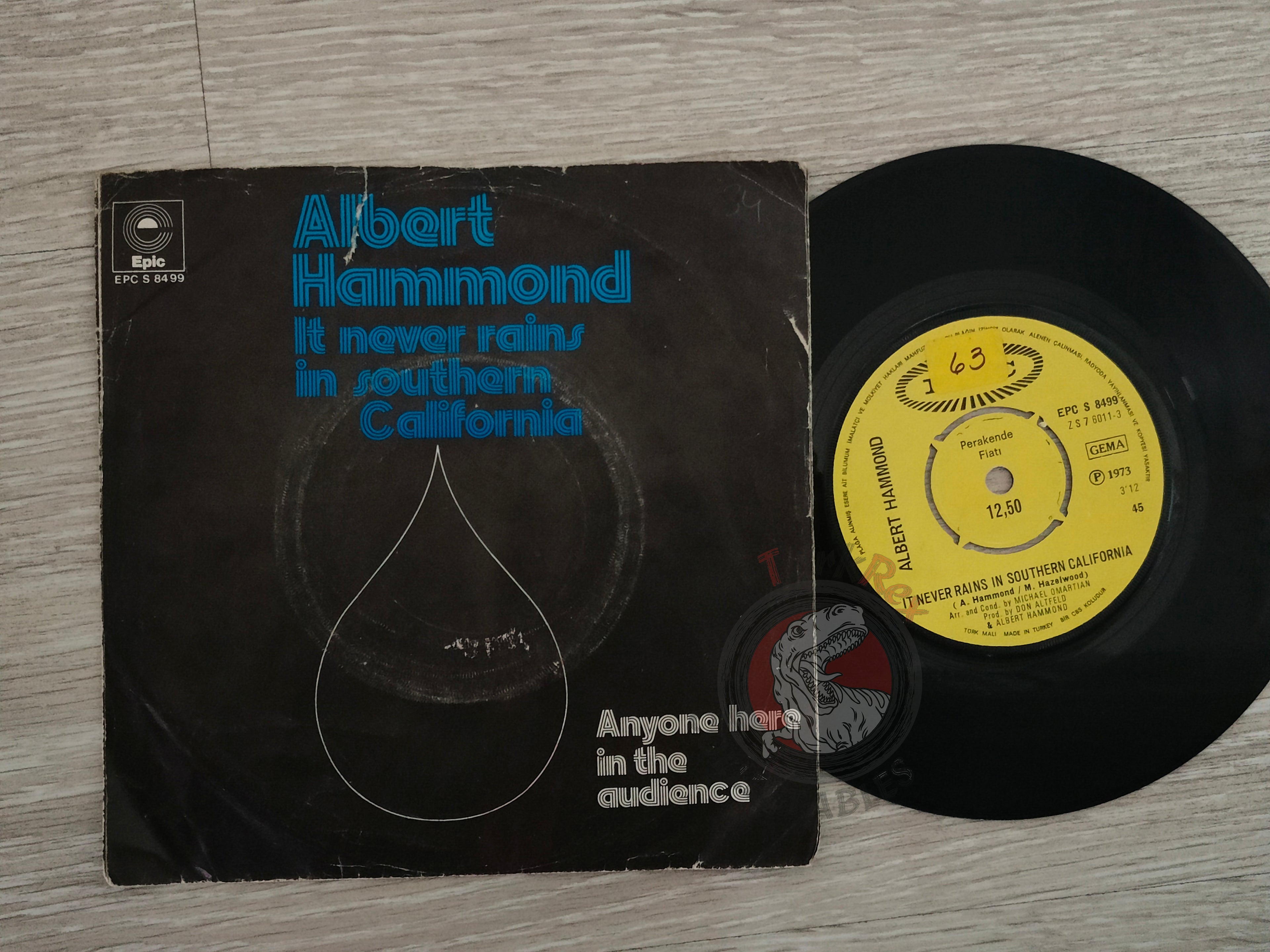 Albert Hammond – It Never Rains In Southern California 7" Turkish Pressing Vinyl Turkey Edition