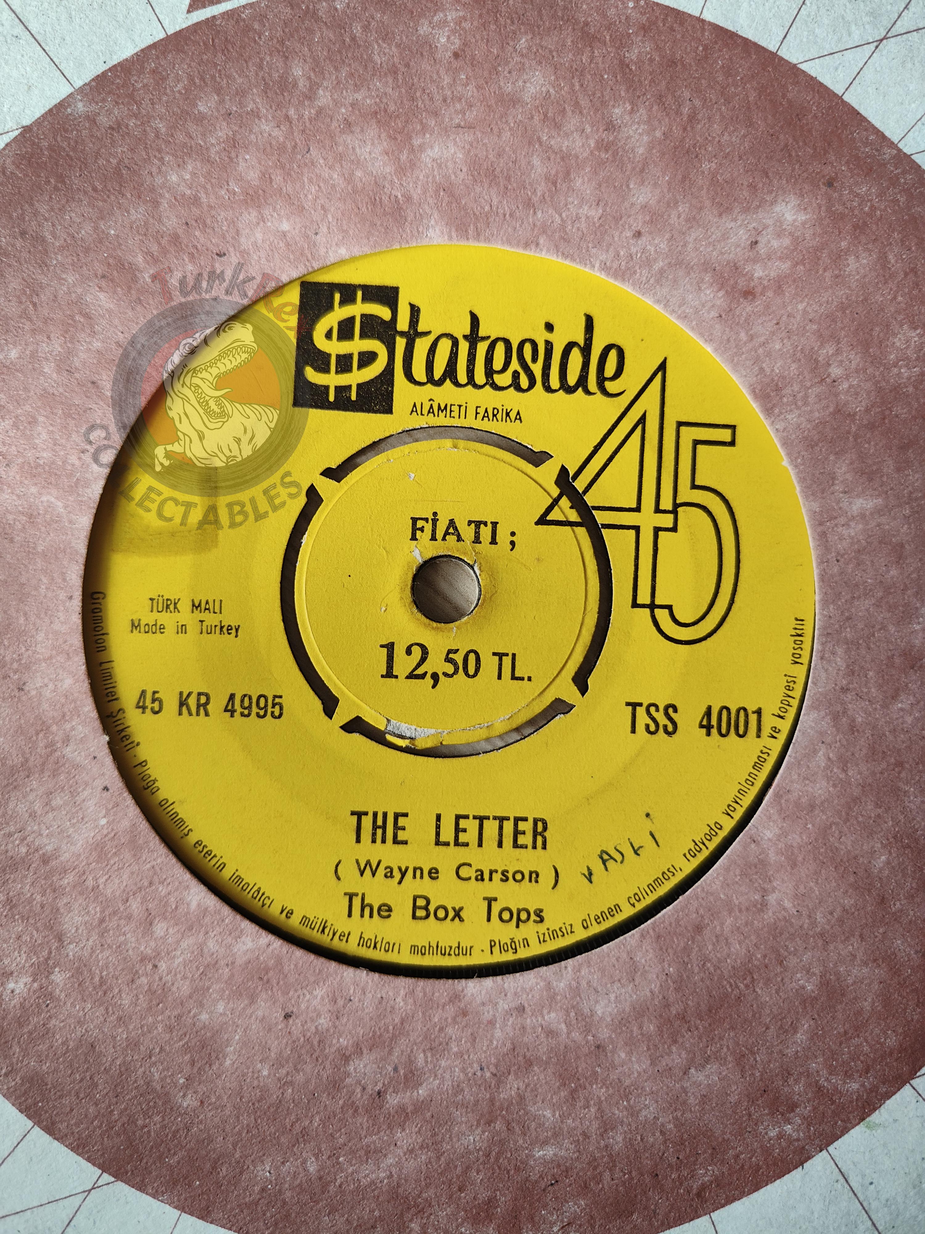 The Box Tops – The Letter 7" Turkish Pressing Vinyl Turkey Edition