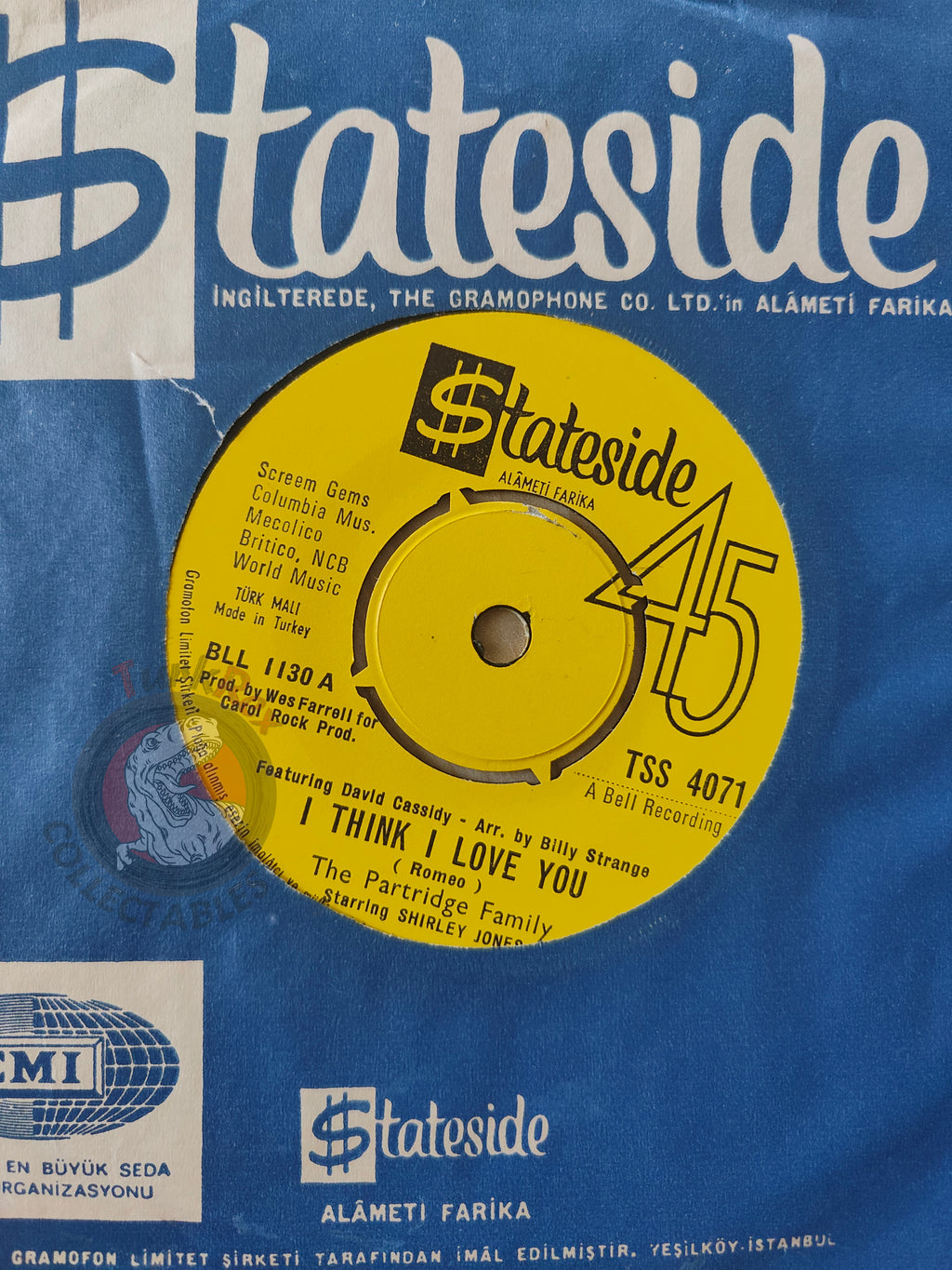 The Partridge Family – I Think I Love You 7" Promo Turkish Pressing Vinyl Turkey Edition