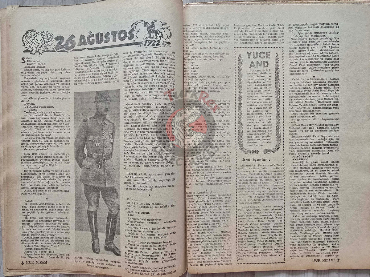 Hür Nizam 1960 Cyprus Makarios III Turkish Magazine Turkey Soraya Esfandiary-Bakhtiary Iran Pahlavi