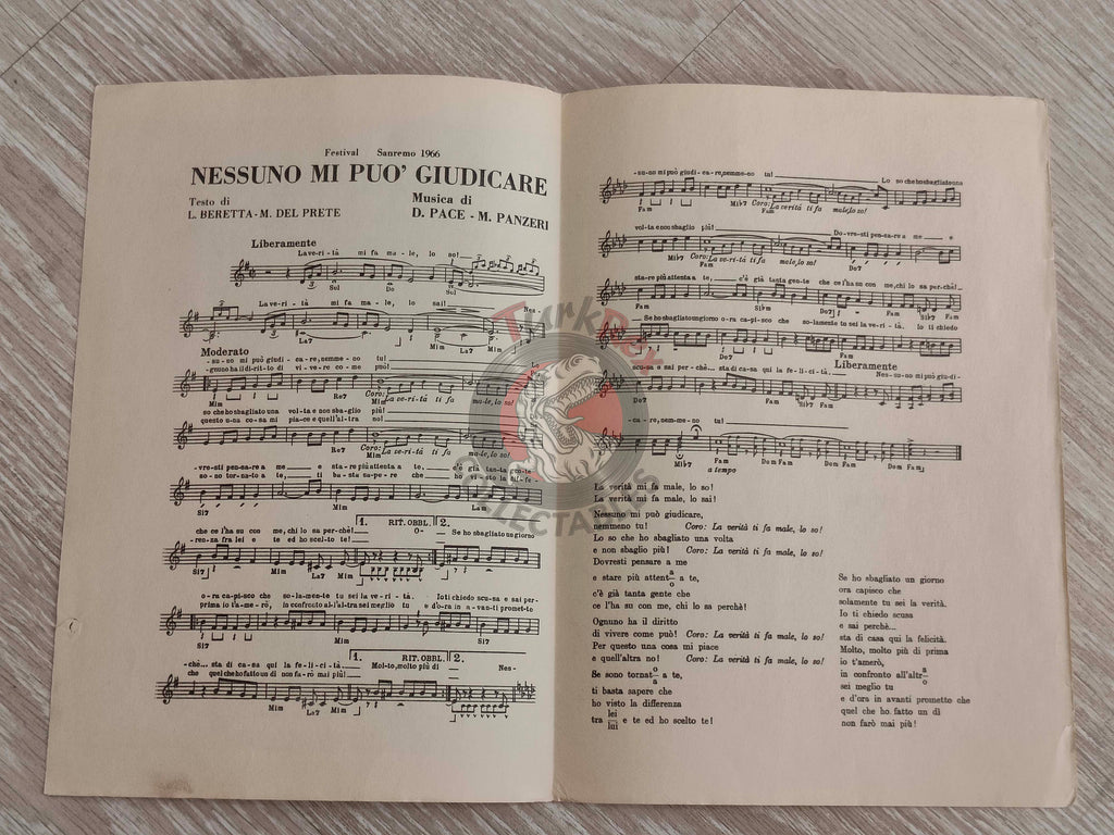 Gene Pitney – Nessuno Mi Può Giudicare Turkish Vintage Musical Notes Sheet Turkey