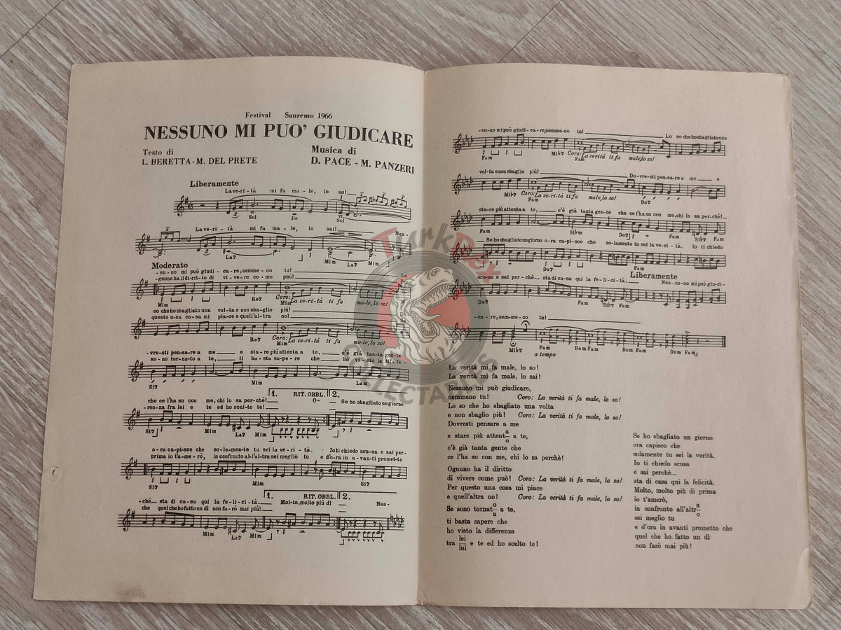 Gene Pitney – Nessuno Mi Può Giudicare Turkish Vintage Musical Notes Sheet Turkey