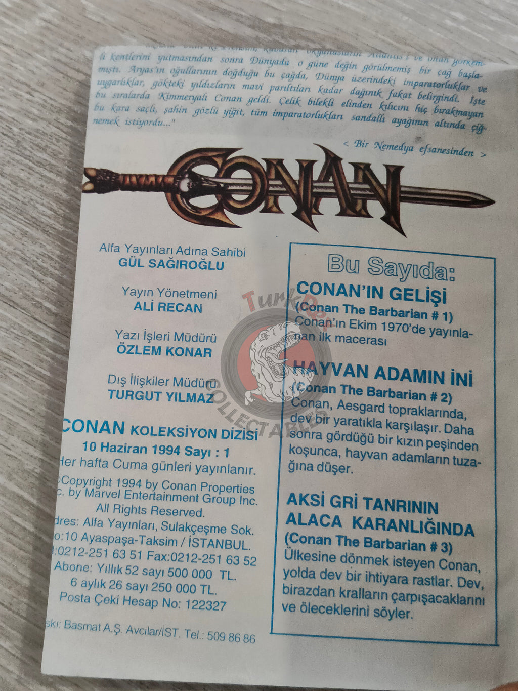 Conan The Barbarian #1 1994 #1-9  Turkish Comic Turkey