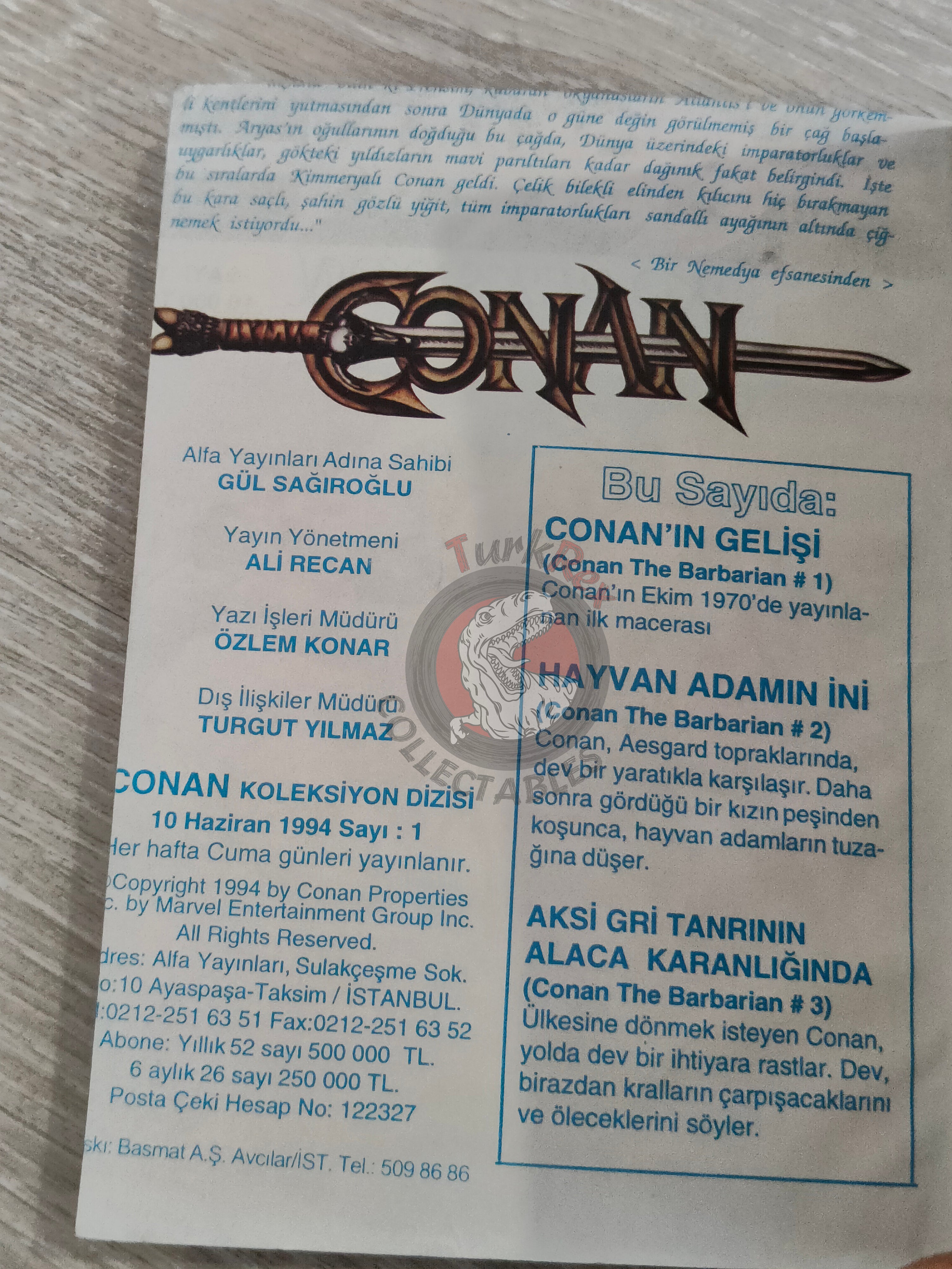 Conan The Barbarian #1 1994 #1-9  Turkish Comic Turkey