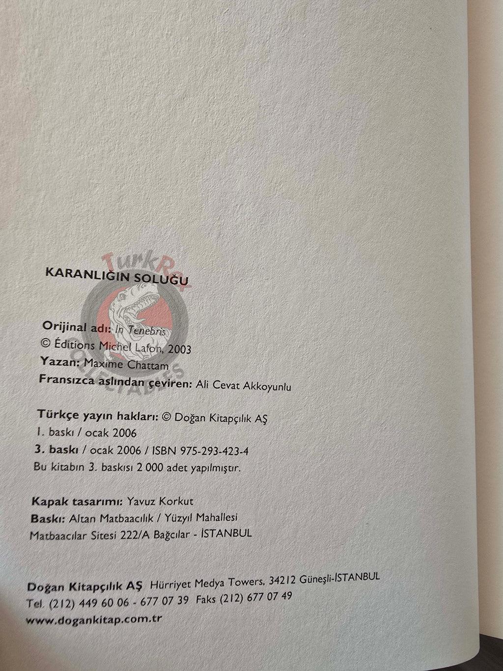 Maxime Chattam – In Tenebris 2006 Turkish Book Turkey