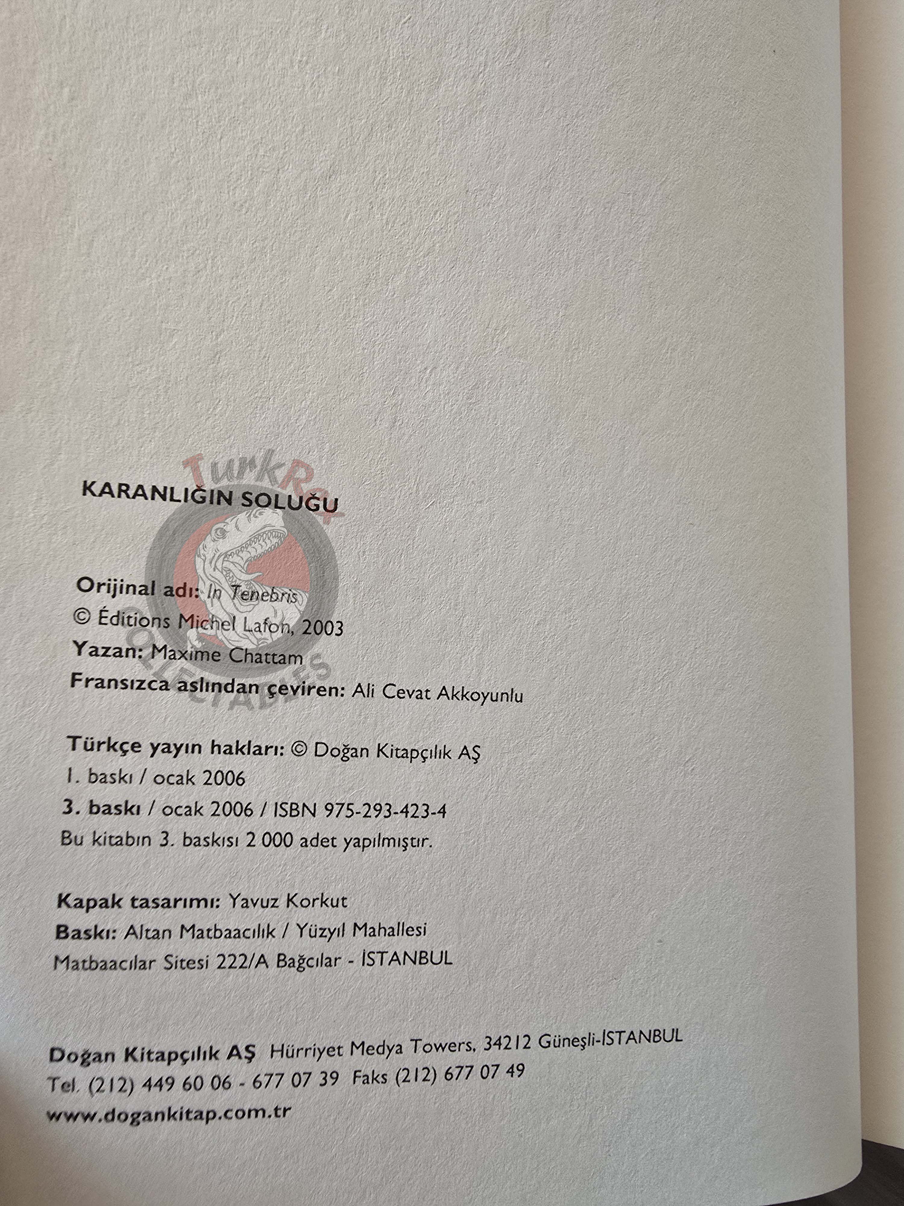 Maxime Chattam – In Tenebris 2006 Turkish Book Turkey