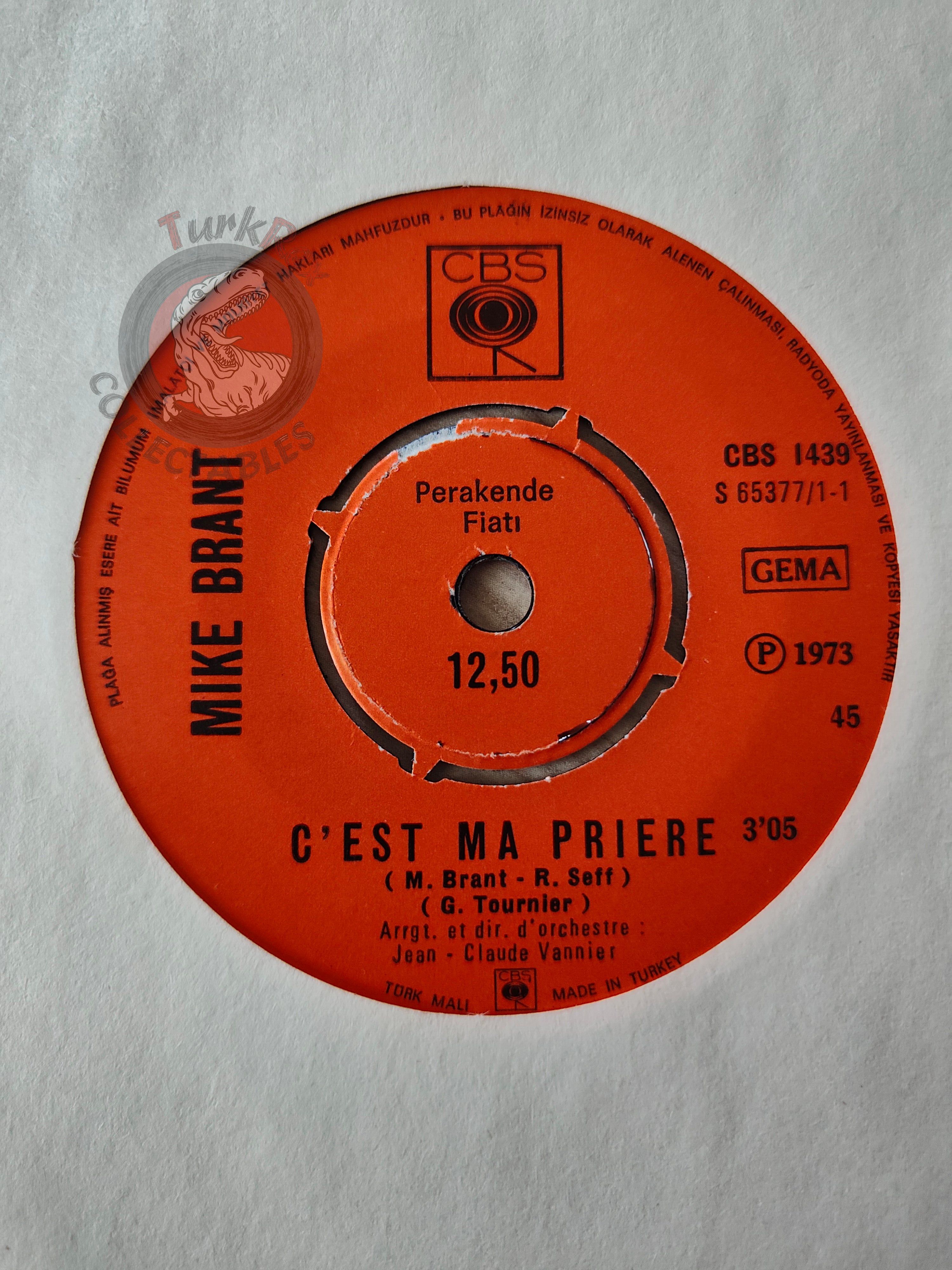 Mike Brant – C'est Ma Prière 7" Turkish Pressing Vinyl Turkey Edition