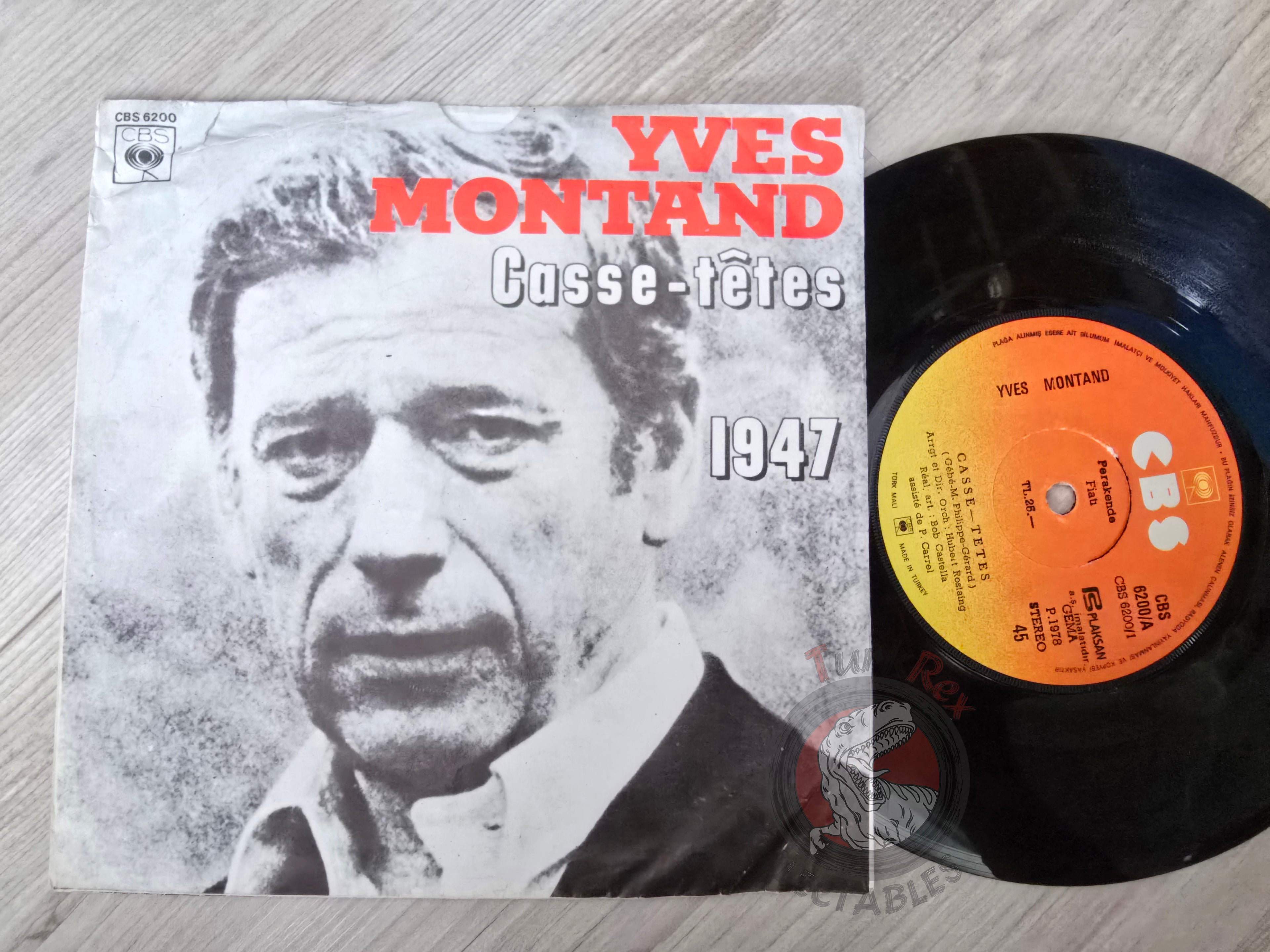 Yves Montand – Casse-tetes 7" Turkish Pressing Vinyl Turkey Edition