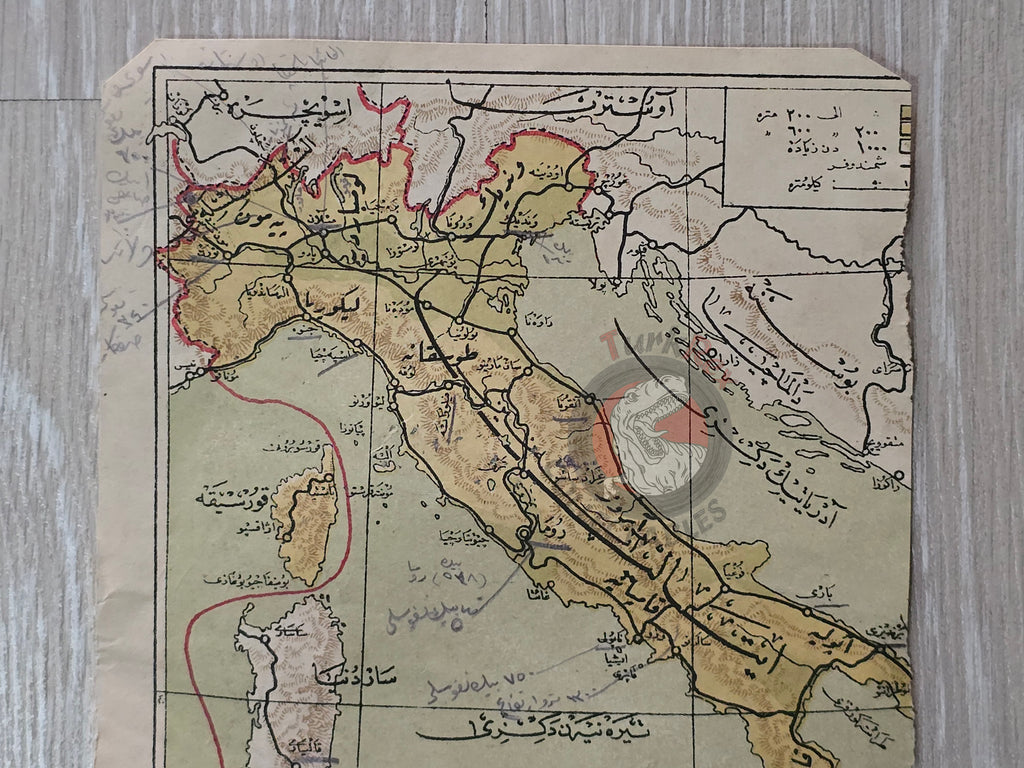 Italy Ottoman Map Ottoman Empire Europe early 20th century Sardegna