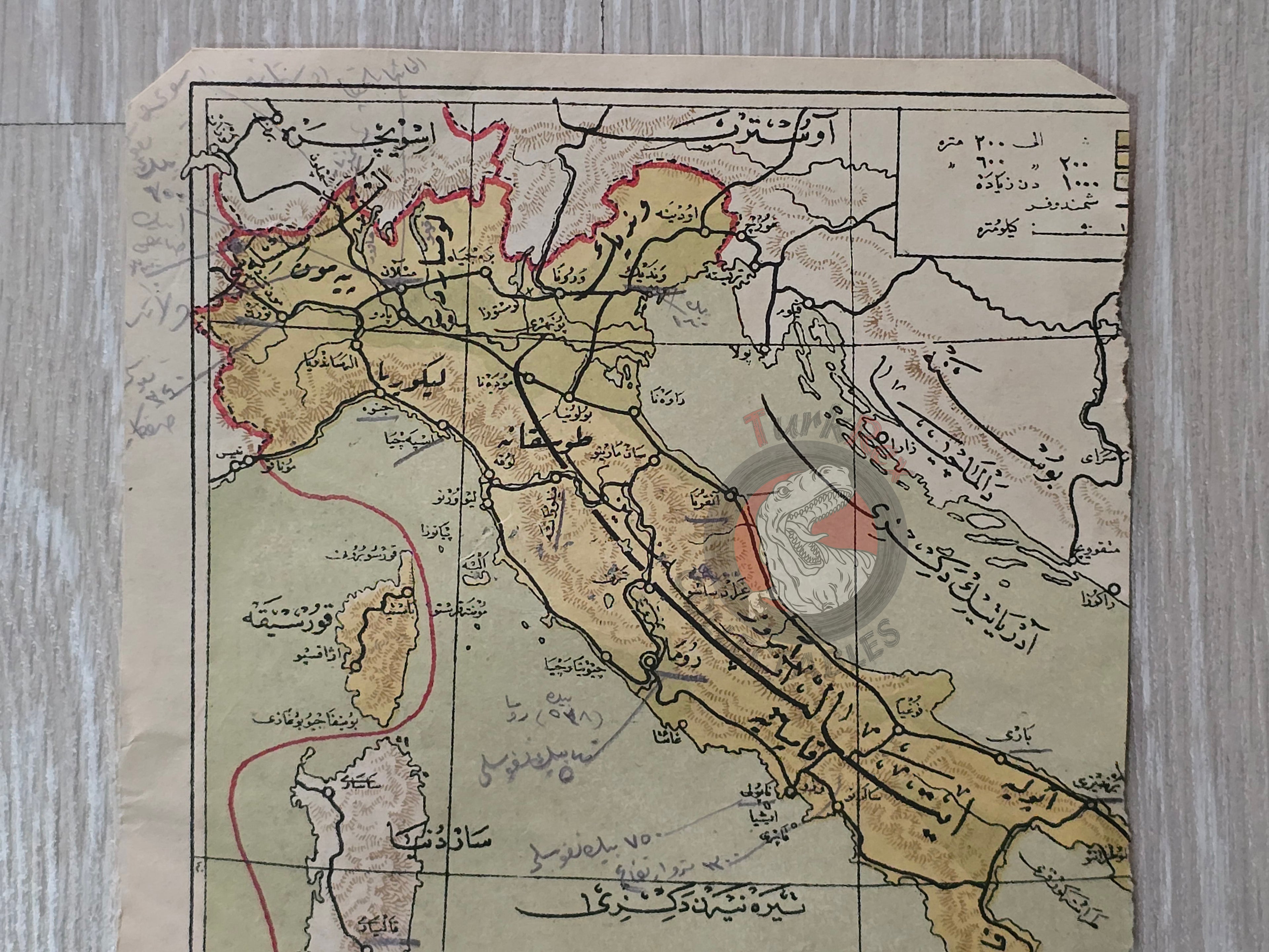 Italy Ottoman Map Ottoman Empire Europe early 20th century Sardegna