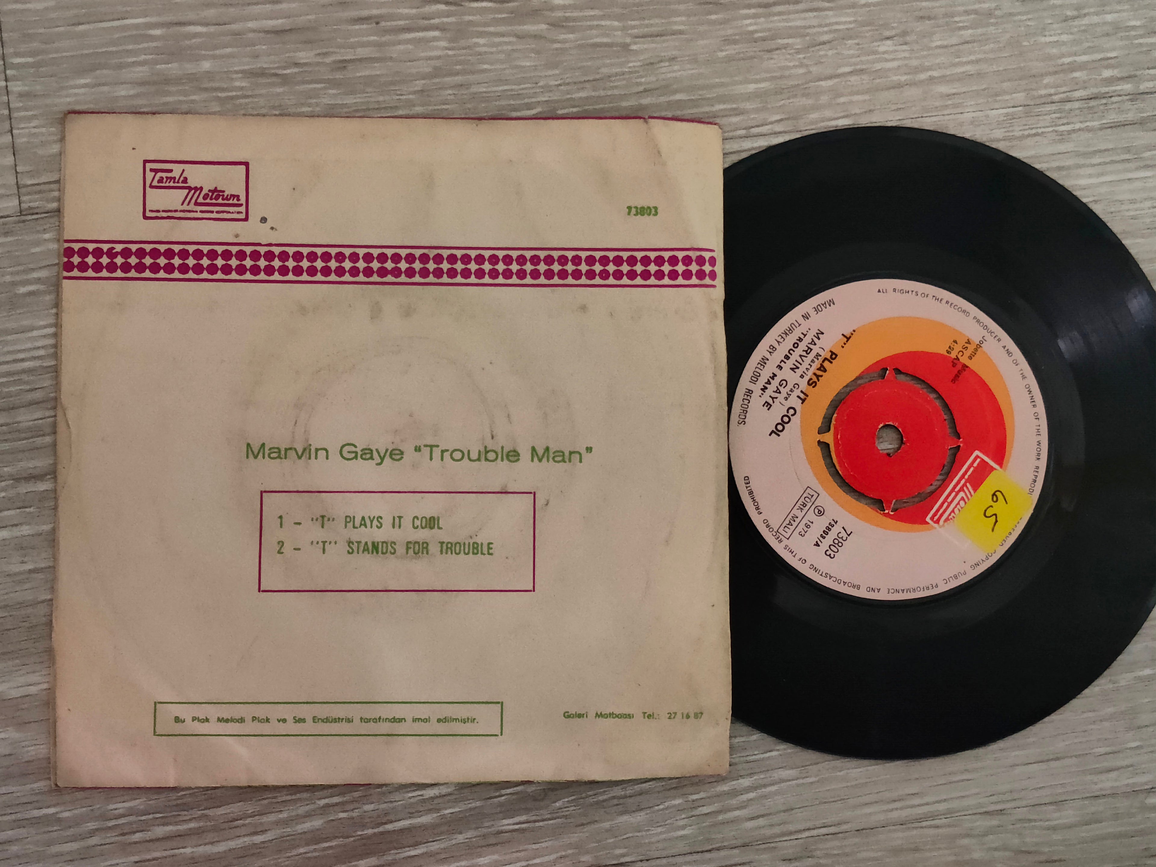 Marvin Gaye - Trouble Man OST 7" Turkish Pressing Vinyl Turkey Edition