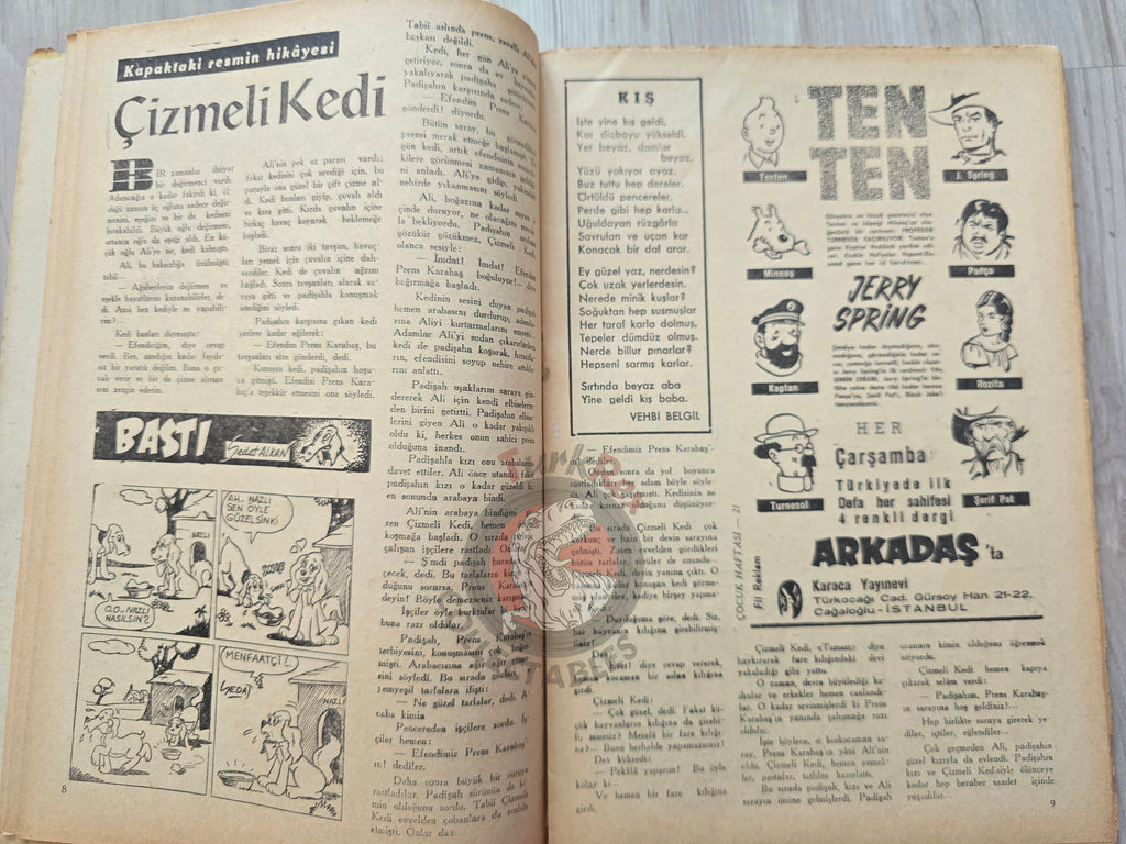 Çocuk Haftası Magazine 1962 Puss in the Boots Turkish Comic Turkey