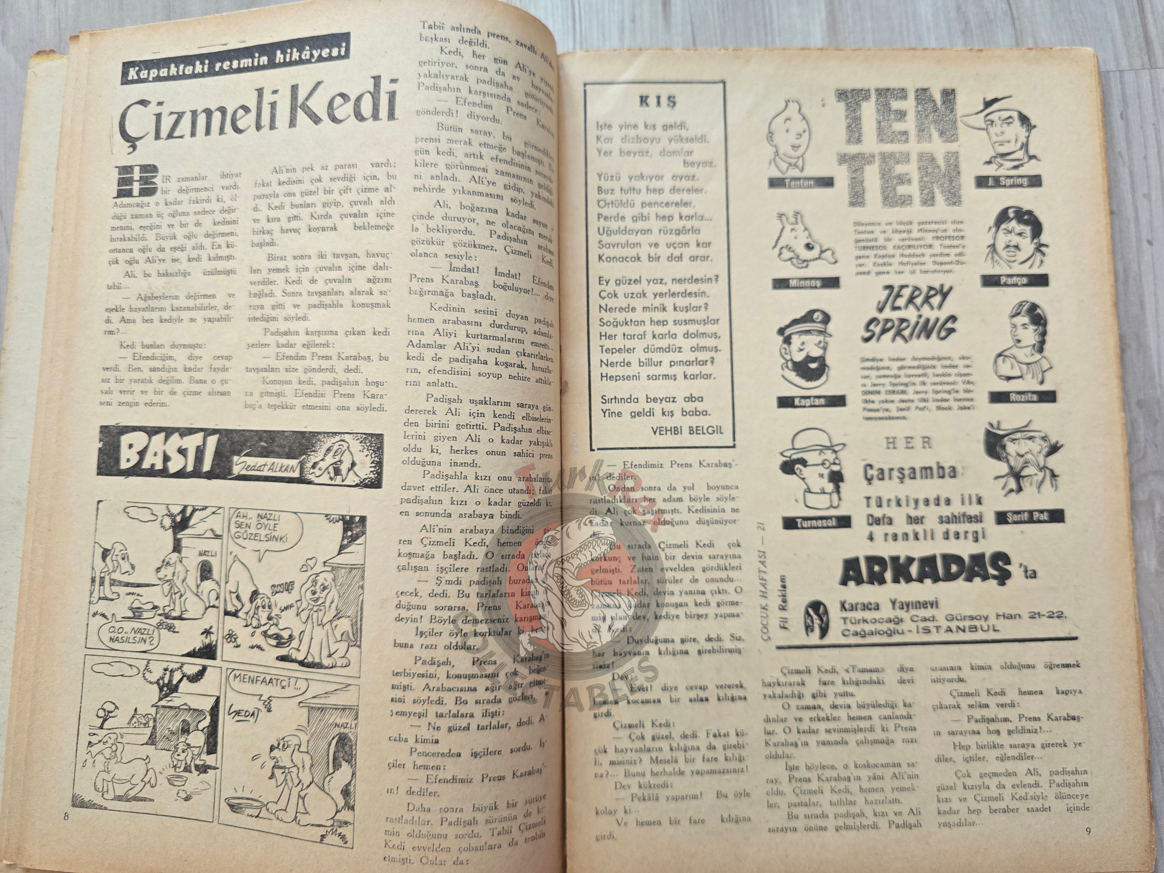 Çocuk Haftası Magazine 1962 Puss in the Boots Turkish Comic Turkey