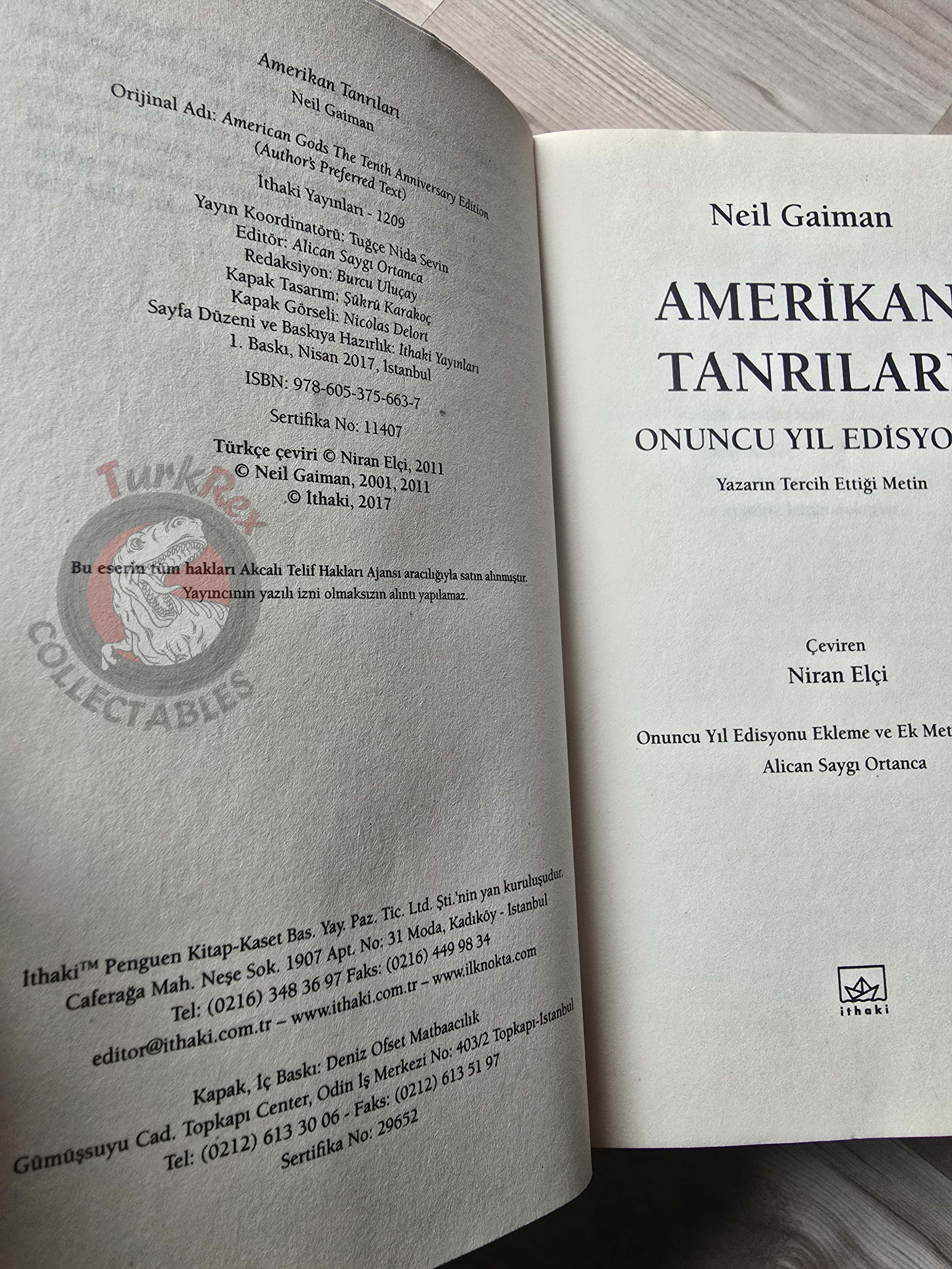 Neil Gaiman – American Gods 2017 1st Turkish Book Turkey