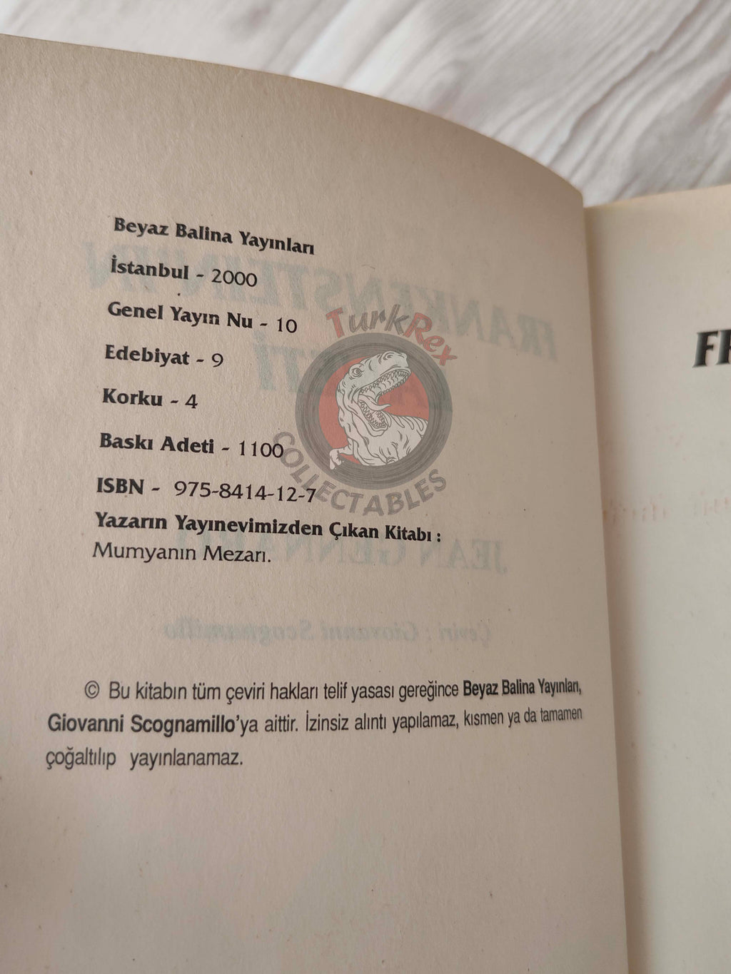 Jean Gennaro – The Curse of Frankenstein 2000 1st Turkish Book Turkey