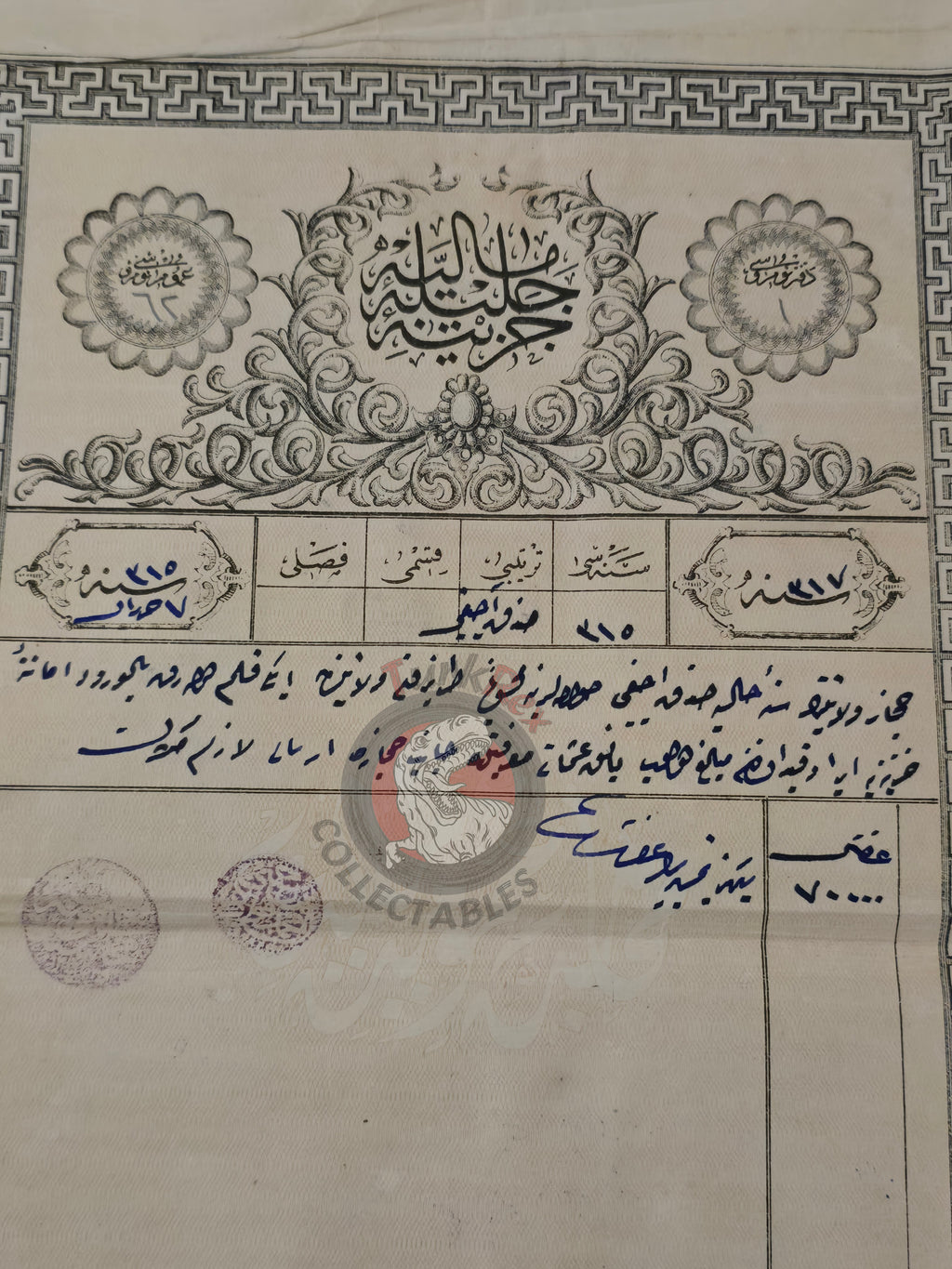 Ottoman Treasury Document Hejaz Vilayet Deficit 1899 Mecca Medina Hijaz