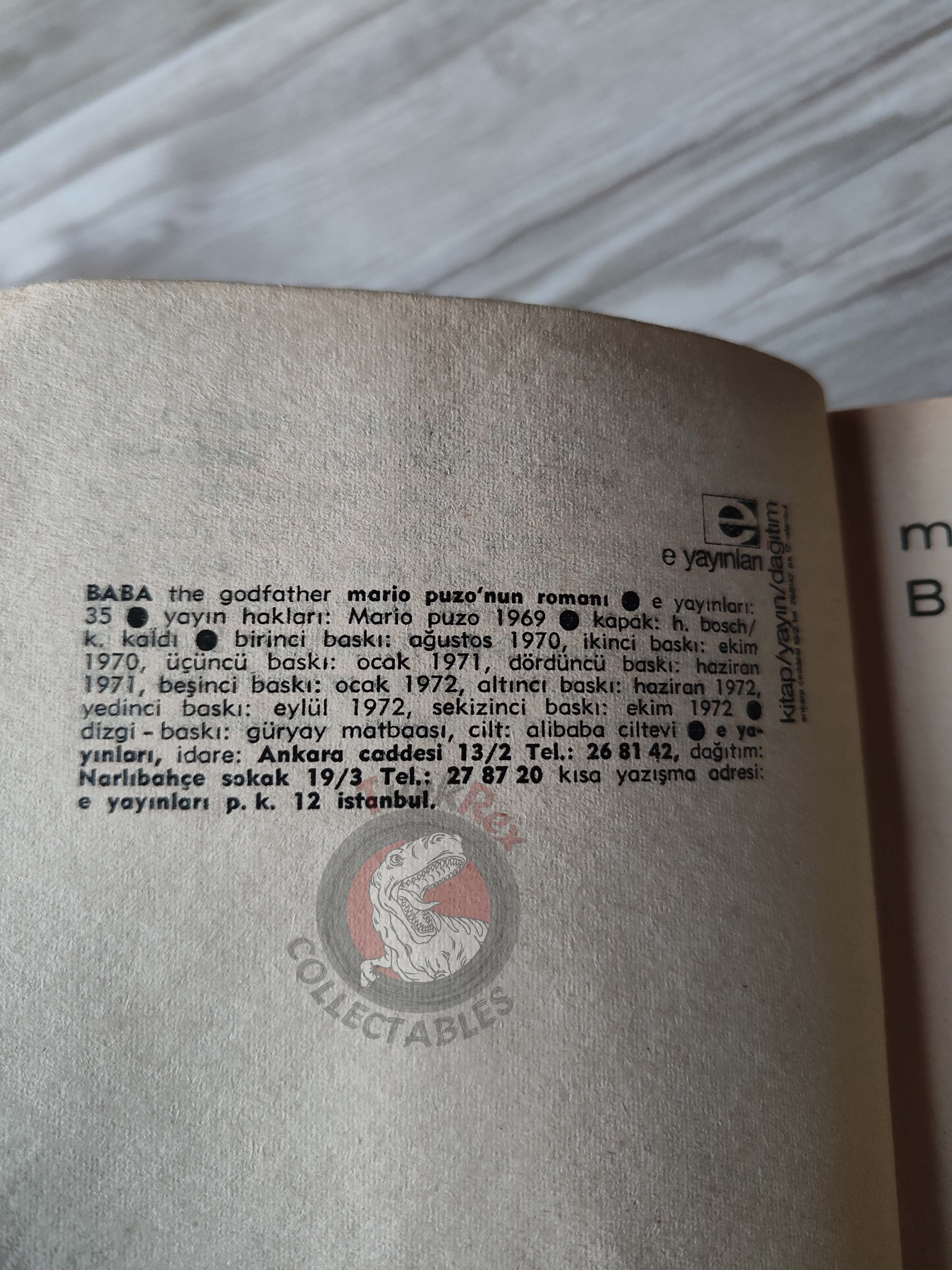 Mario Puzo – The Godfather 1972 Turkish Book Turkey